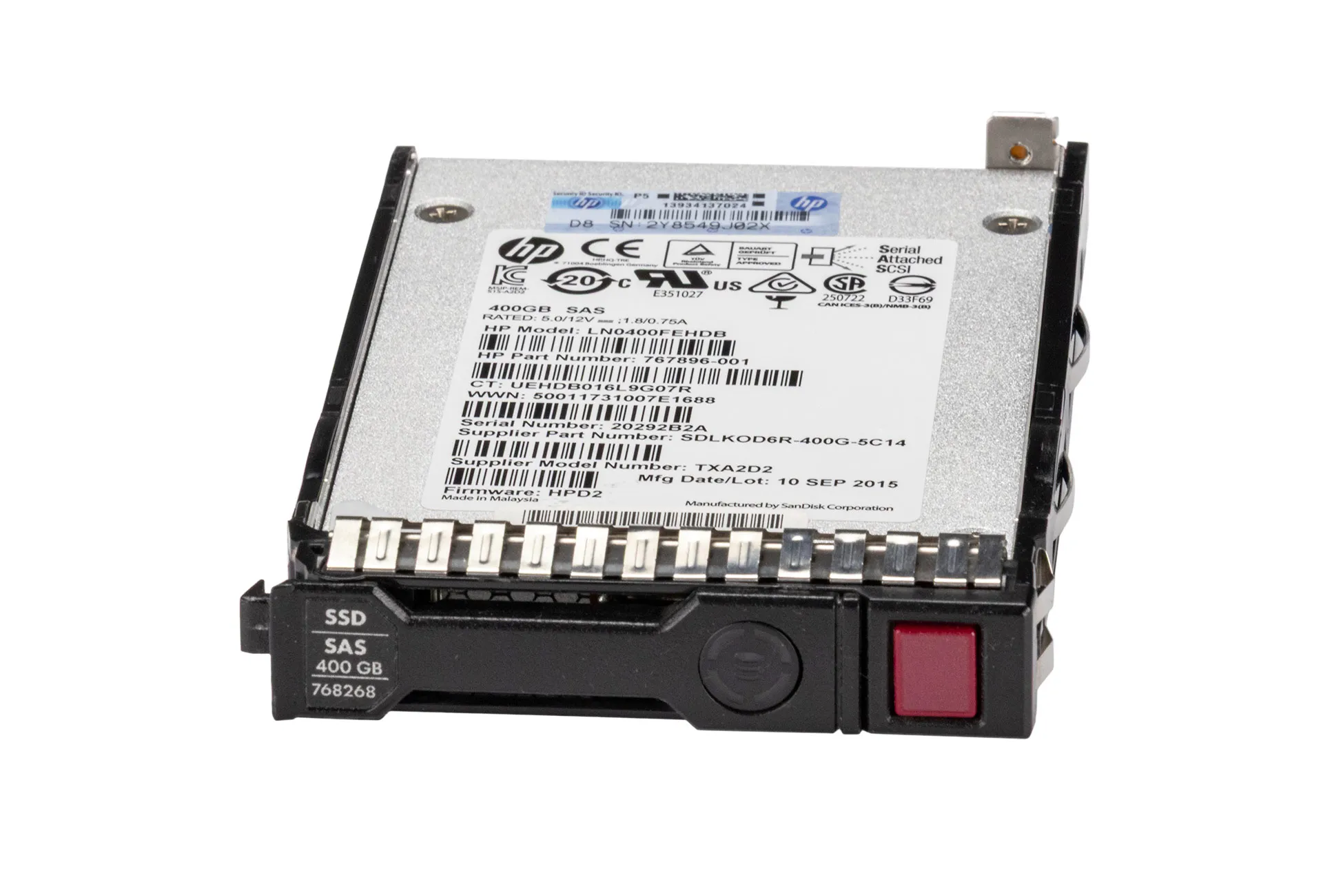 HPE 400GB 6G SAS SSD, 2.5 Zoll SFF Festplatte für Server, SC