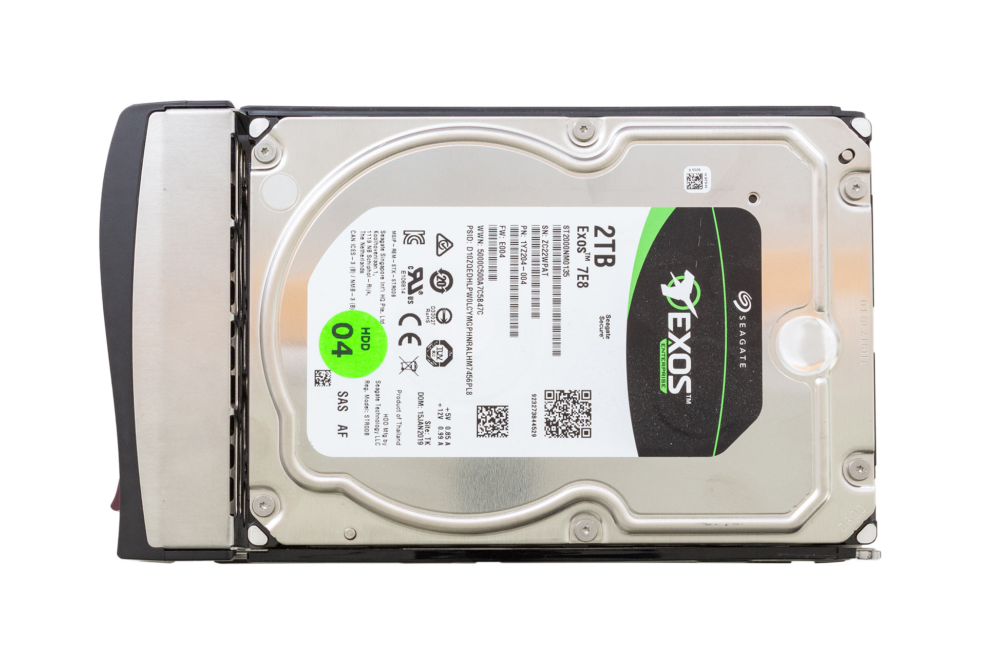 SEAGATE HDD 2TB 6G SAS 7.2k 3.5" LFF Exos 7E8 Festplatte mit Supermicro Rahmen