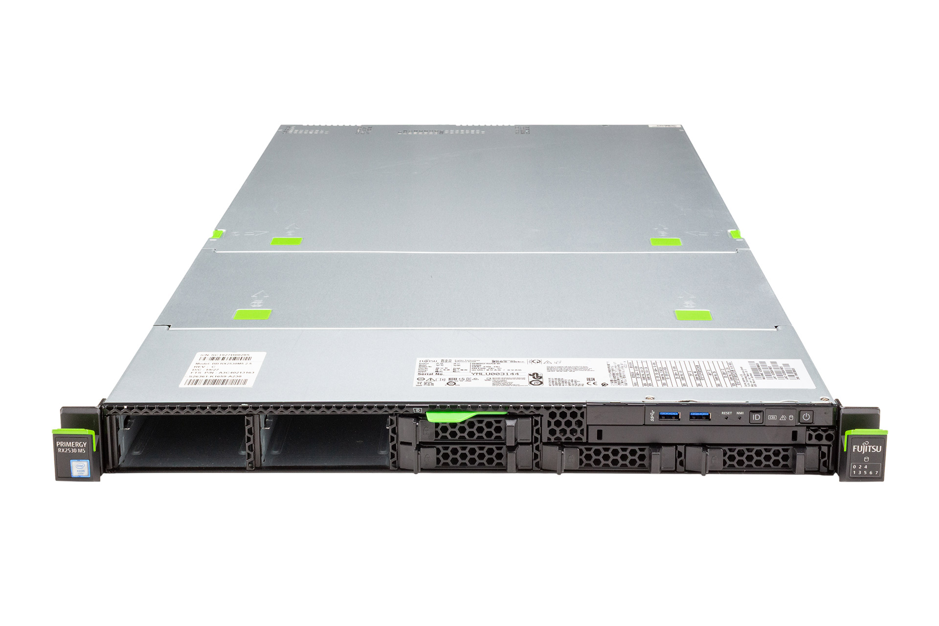 FUJITSU Primergy RX2530 M5 Rack Server, 2x Silver 4214 2.20GHz, 12-Core, noRAM, 4xSFF, noRaid, 2x Heatsink