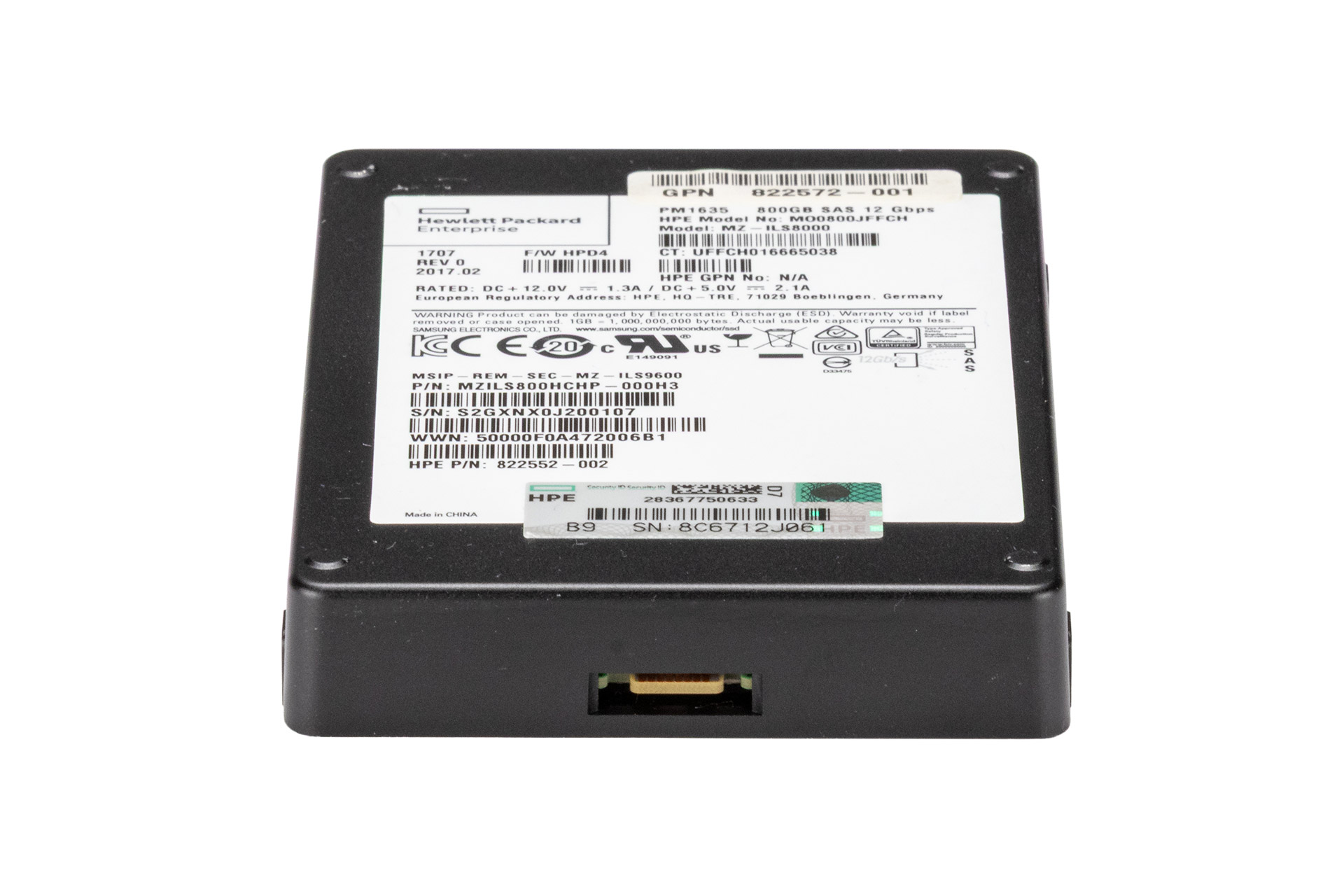 HPE 800GB 12G SAS SSD, 2.5 Zoll SFF Festplatte für Server, MU