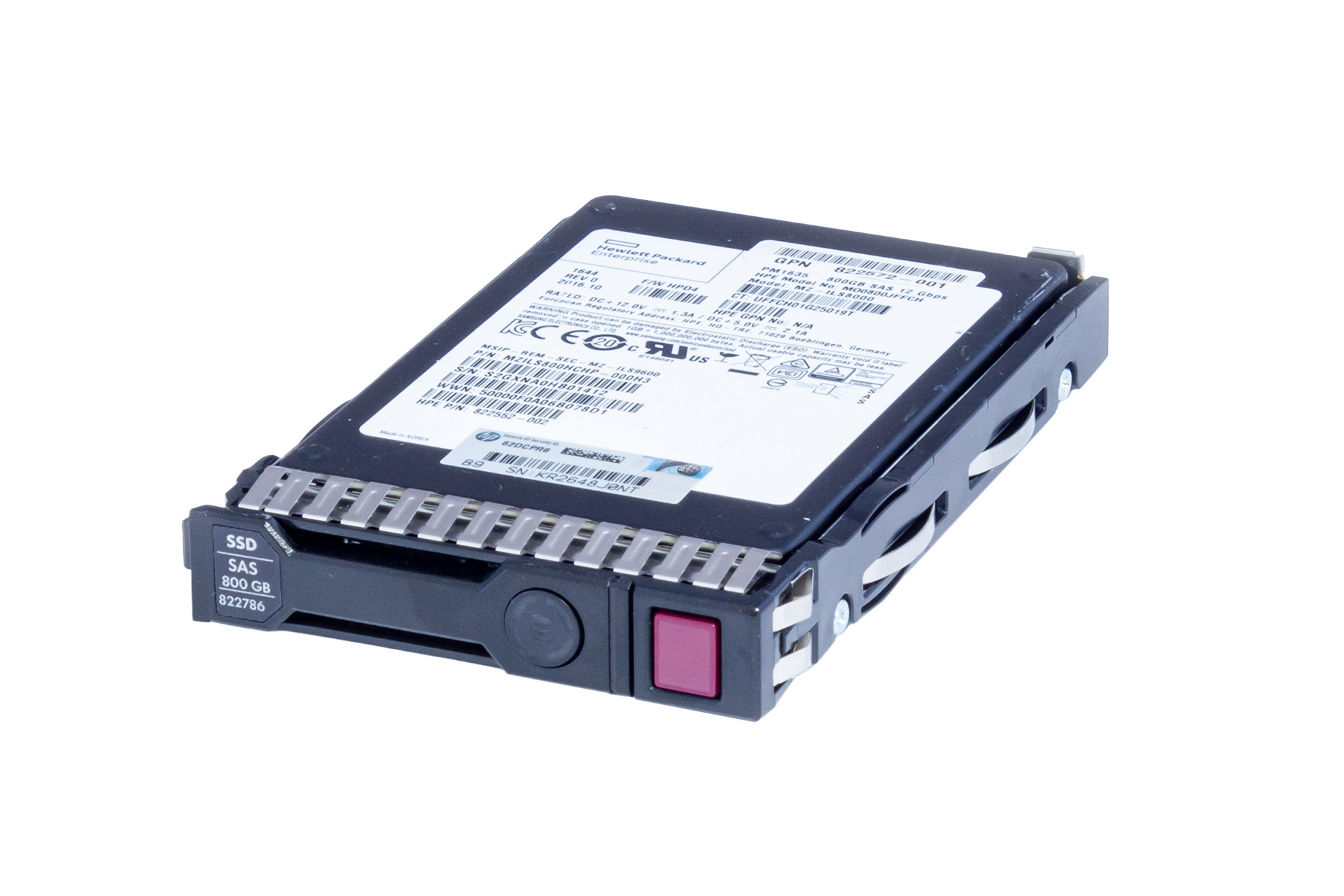 HPE 800GB 12G SAS SSD, 2.5 Zoll SFF Festplatte für Server, SC MU