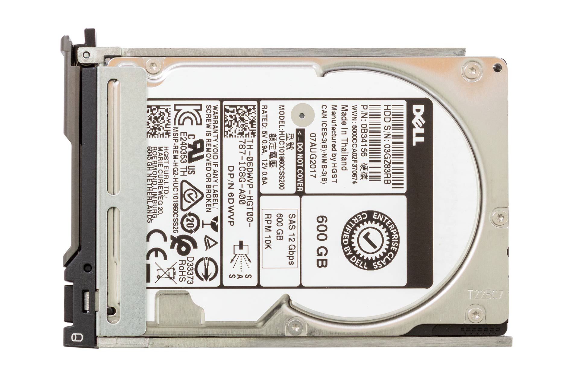 DELL HDD 600GB 12G SAS 10k 2.5" SFF Festplatte, inkl. Carrier 0NR7Y(M5xx/M6xx)