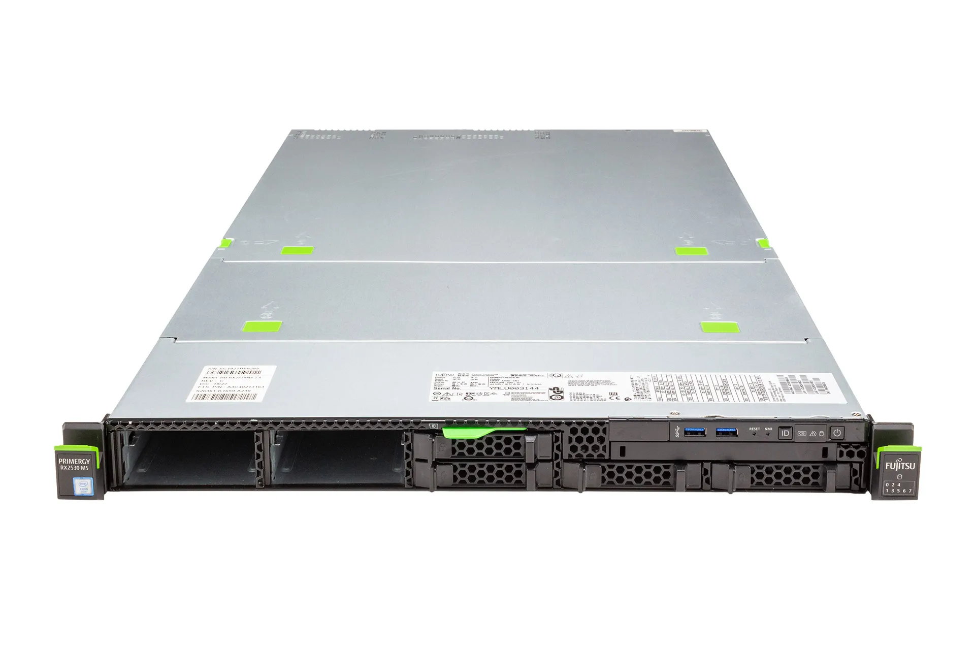 FUJITSU Primergy RX2530 M5 Rack Server, 2x Silver 4214 2.20GHz, 12-Core, noRAM, 4xSFF, noRaid, 2x Heatsink