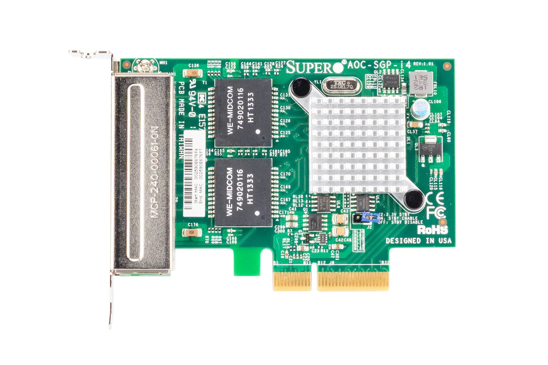 SUPERMICRO Intel I350 T4 1GbE Netzwerkkarte RJ45 Quad Port Low Profile PCI-e NIC