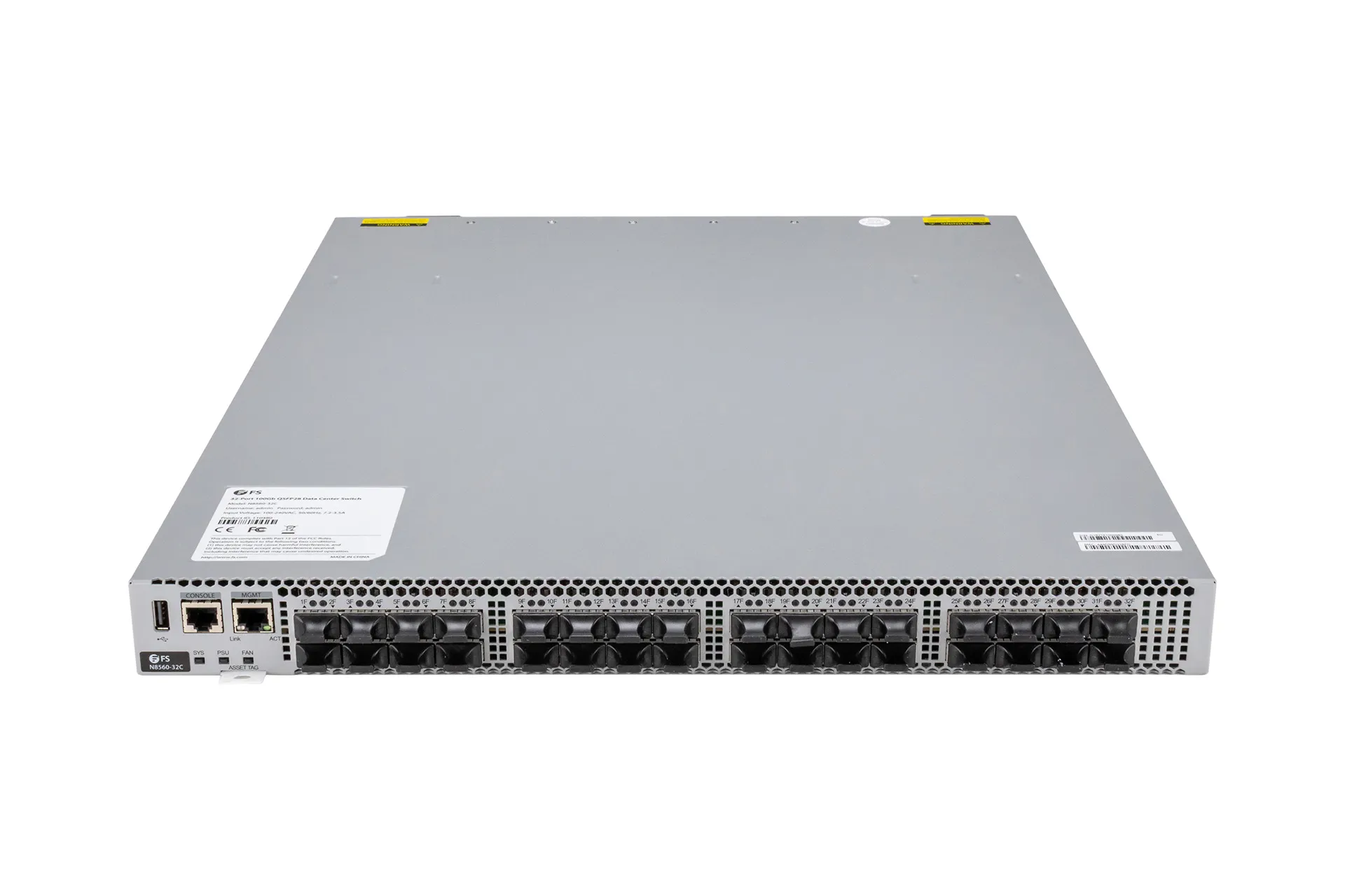 FS N8560-32C ToR Switch, 32x 100GbE QSFP28 FS N8560-32C ToR Switch, 32x 100GbE QSFP28