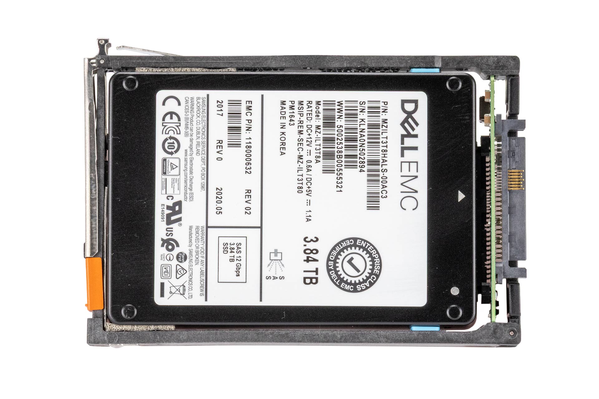 EMC 3.84TB 12G SAS SSD, 2.5 Zoll SFF Storage Festplatte für Unity, 520b