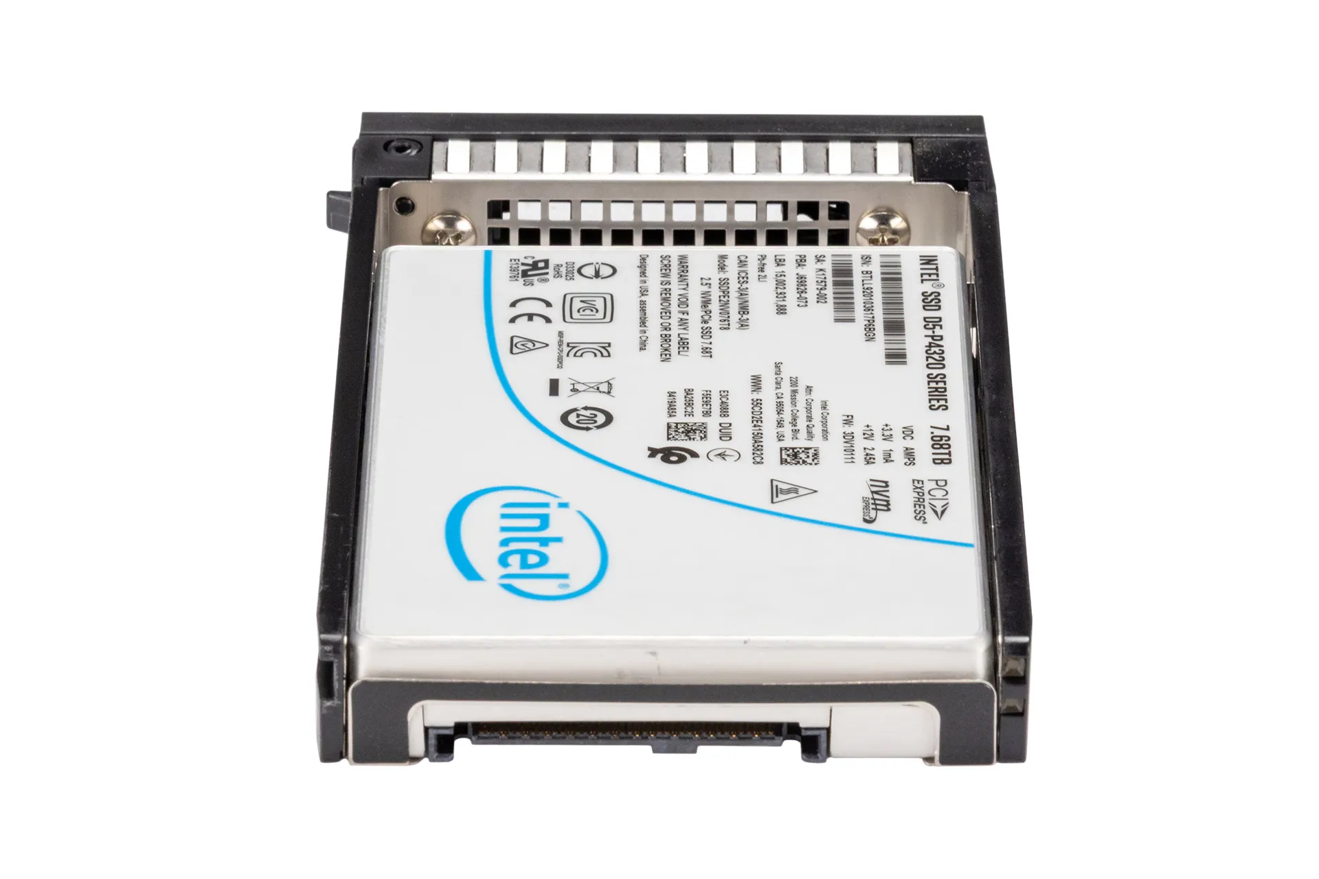 Intel 7.68TB PCIe 3.1 U2 NVMe SSD, 2.5 Zoll SFF Festplatte für Server, D5-P4320 Series, inkl. Intel Rahmen Intel 7.68TB PCIe 3.1 U2 NVMe SSD, 2.5 Zoll SFF Festplatte für Server, D5-P4320 Series, inkl. Intel Rahmen
