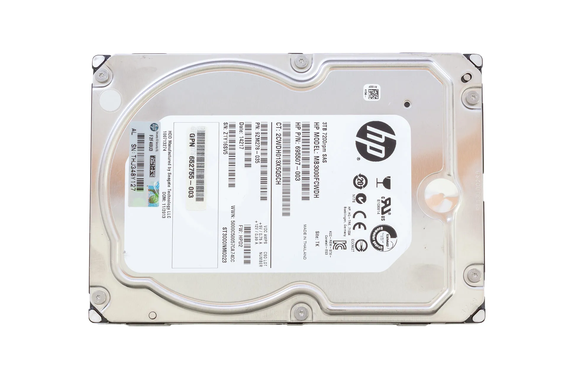 HPE HDD 3TB 6G SAS 7.2k 3.5" LFF Festplatte, ST3000NM0023, ohne Carrier