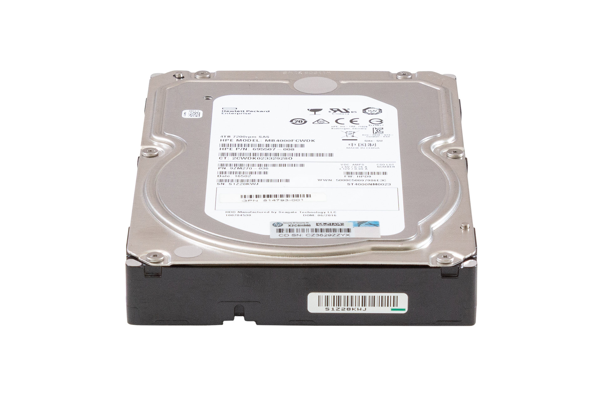 HPE HDD 4TB 6G SAS 7.2k 3.5" LFF Festplatte, ST4000NM0023, ohne Carrier