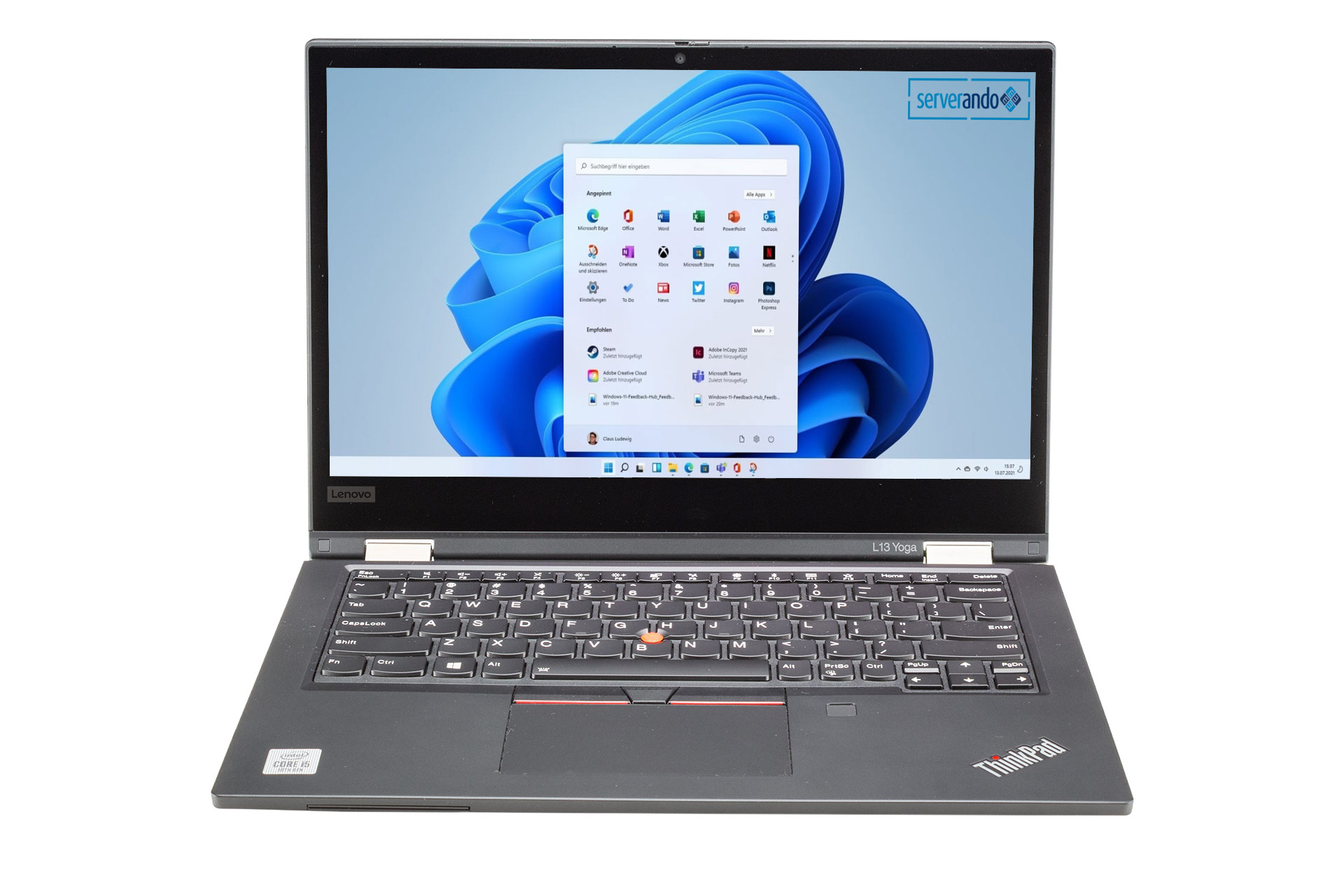 Lenovo ThinkPad L13 Yoga, i5-10210U 1.6GHz, 4-Core, 8GB DDR4, 256GB NVMe, 13.3 Zoll, Win11Pro, US-Layout