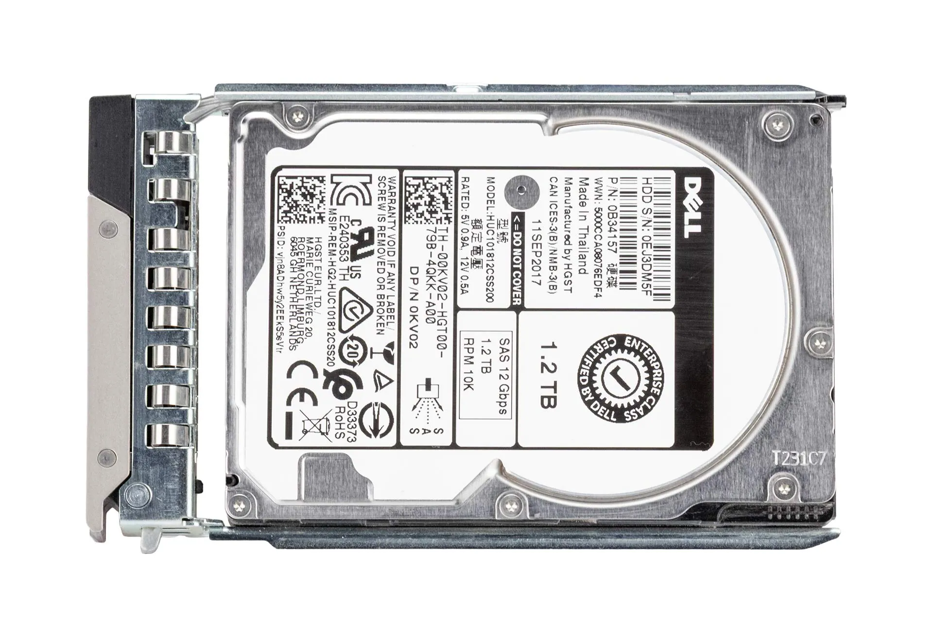 Dell 1.2TB 12G SAS HDD 10k, 2.5 Zoll SFF Festplatte für Server, inkl. Tray 0DXD9H