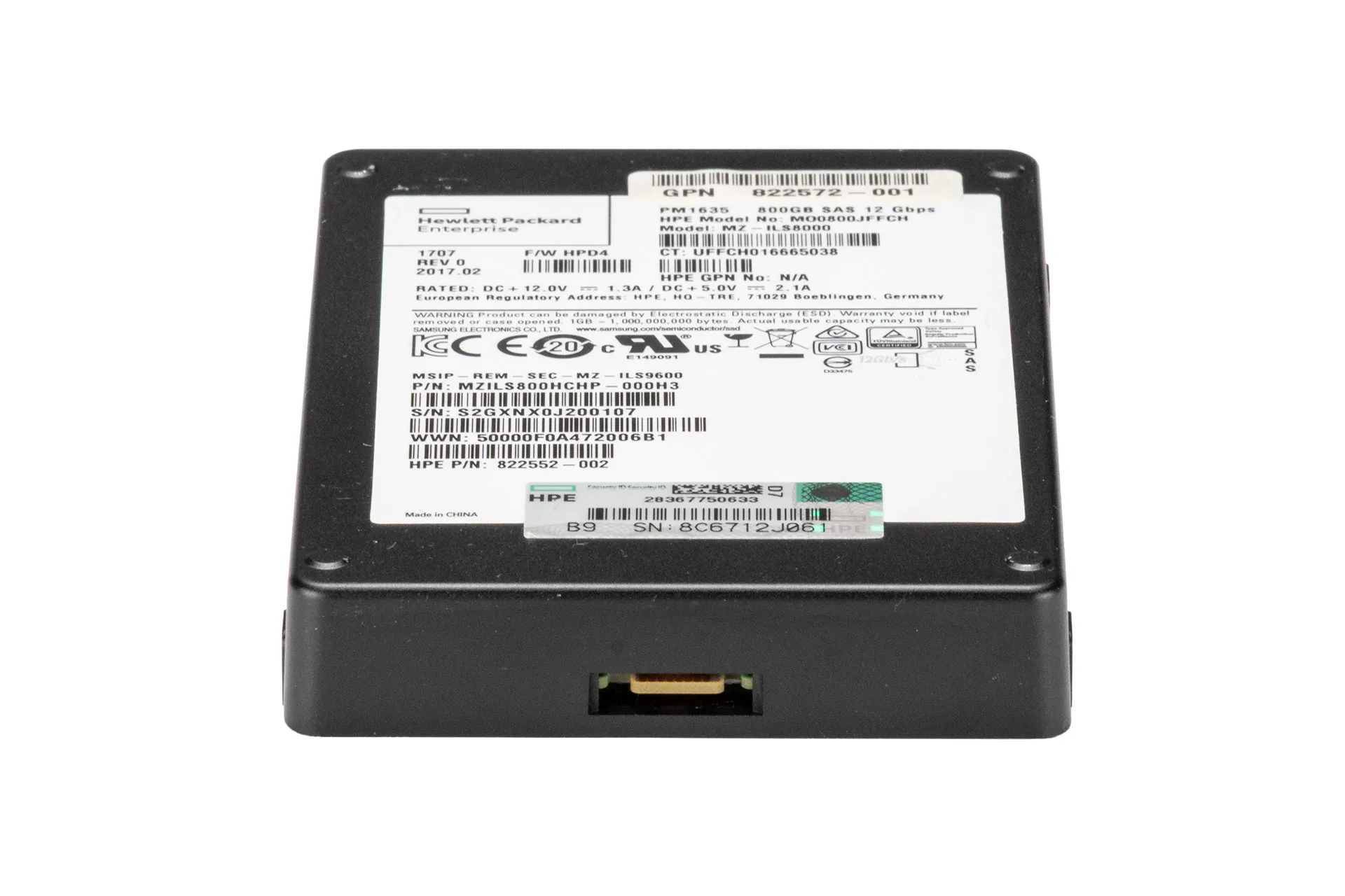 HPE 800GB 12G SAS SSD, 2.5 Zoll SFF Festplatte für Server, MU