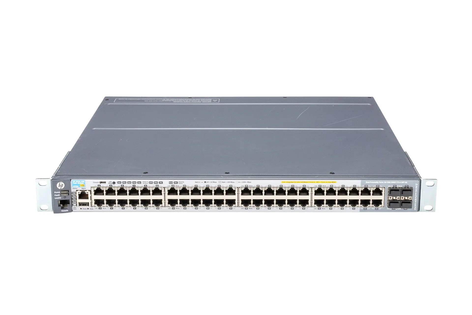 HPE Aruba Switch 2920-48G-PoE+, 48x GbE RJ45 PoE (370W), 4x GbE SFP shared, 2x Stacking, 1x 575W