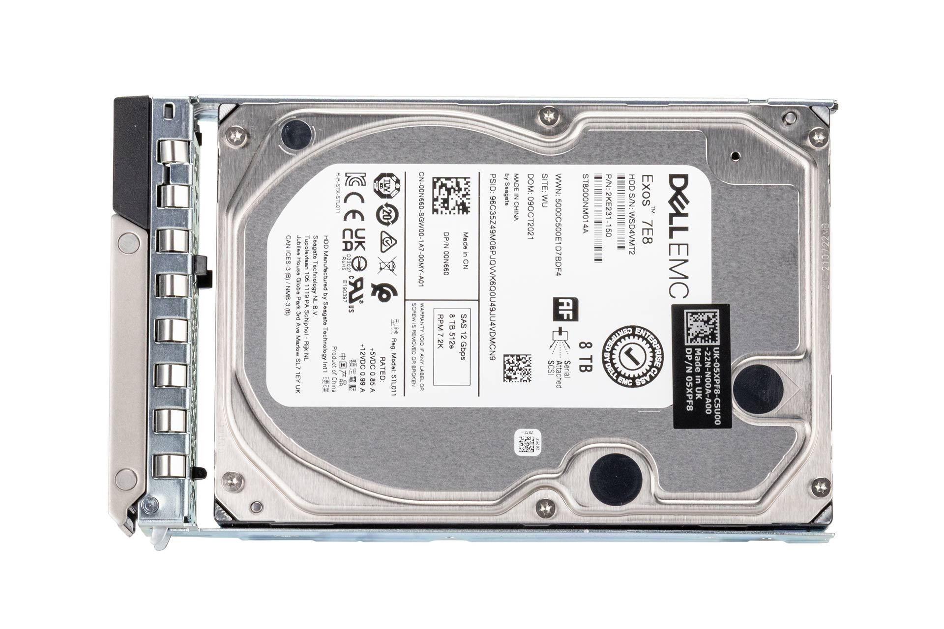 Dell 8TB 12G SAS HDD 7.2k, 3.5 Zoll SFF Festplatte für Server, 512e, inkl. Carrier Y796F
