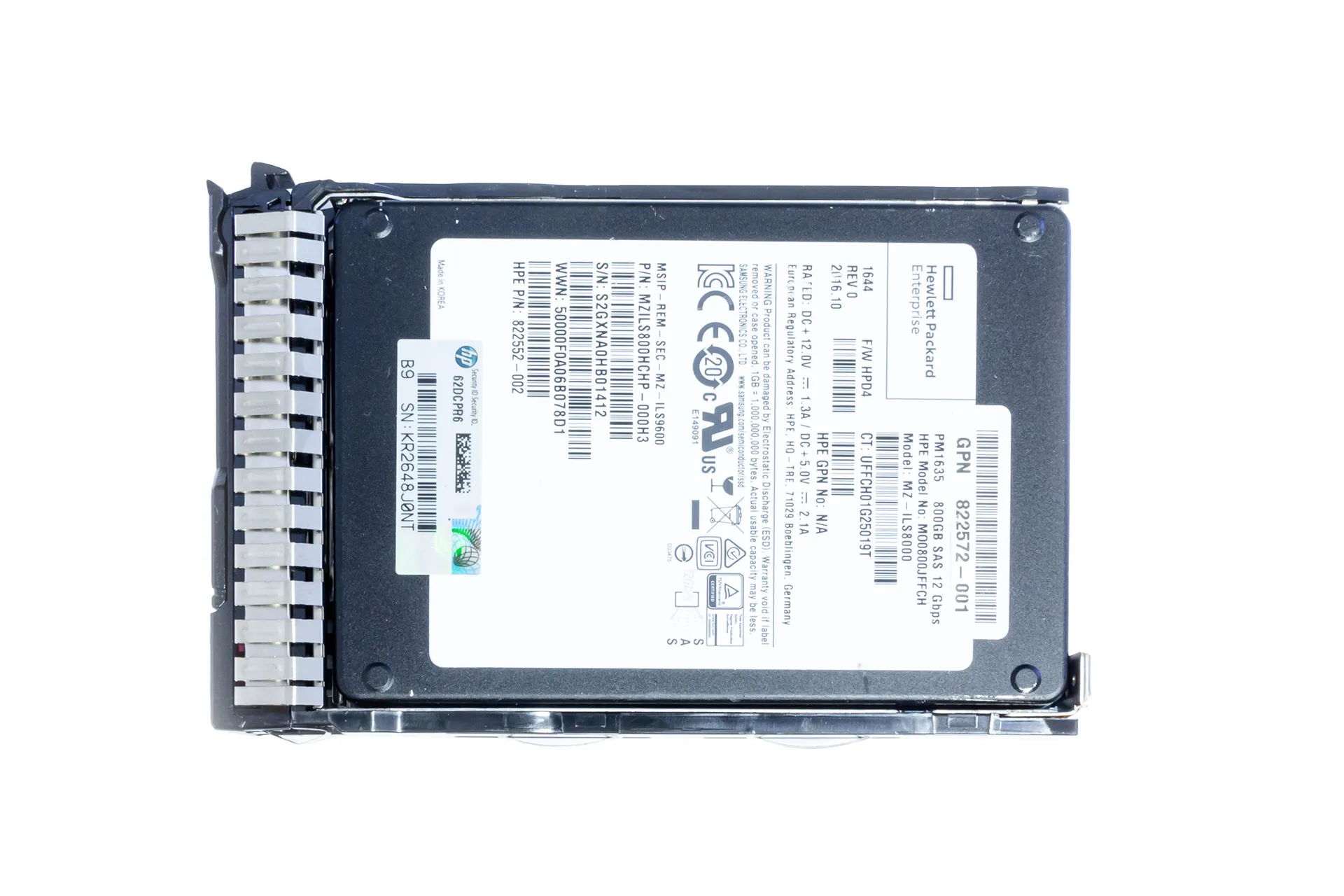 HPE 800GB 12G SAS SSD, 2.5 Zoll SFF Festplatte für Server, SC MU