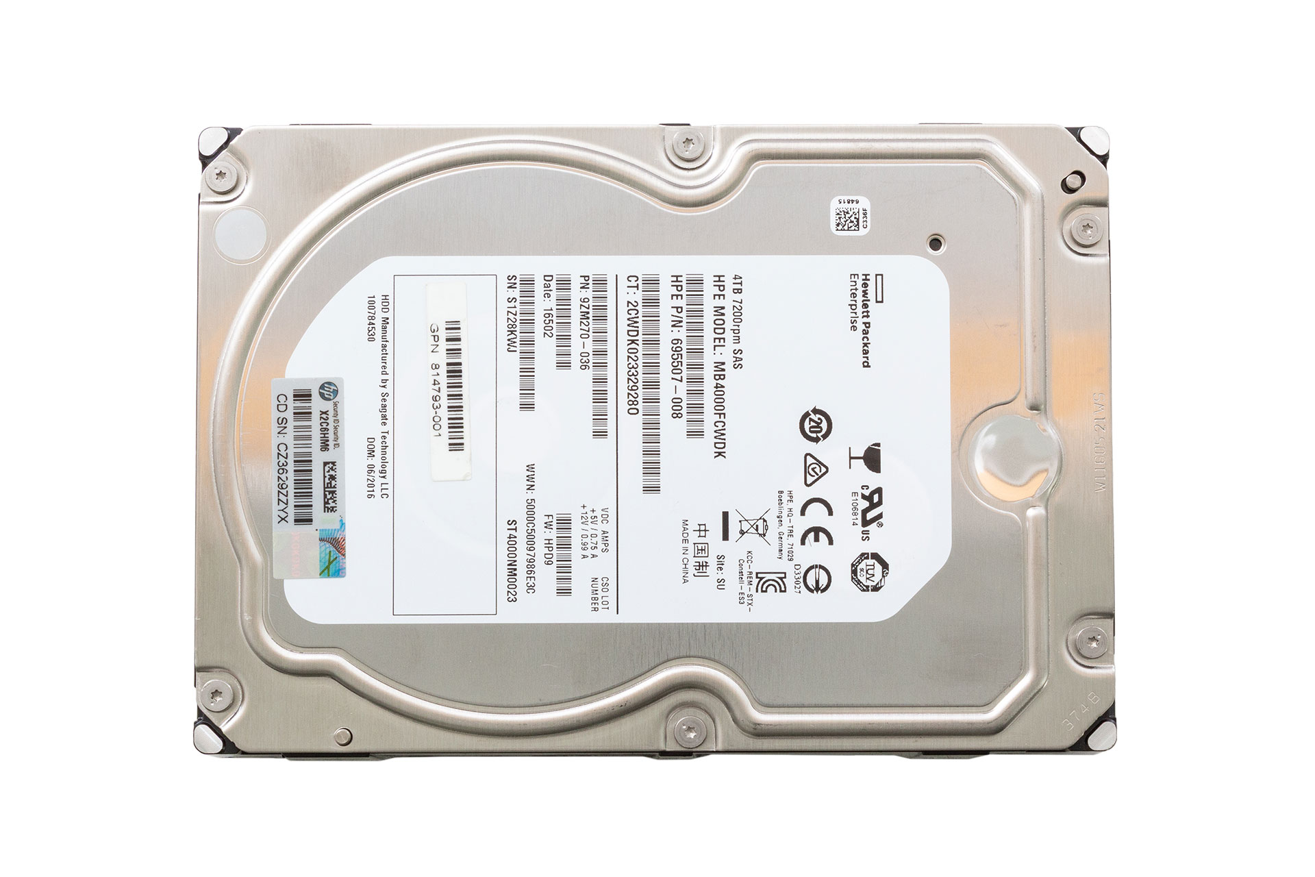 HPE HDD 4TB 6G SAS 7.2k 3.5" LFF Festplatte, ST4000NM0023, ohne Carrier