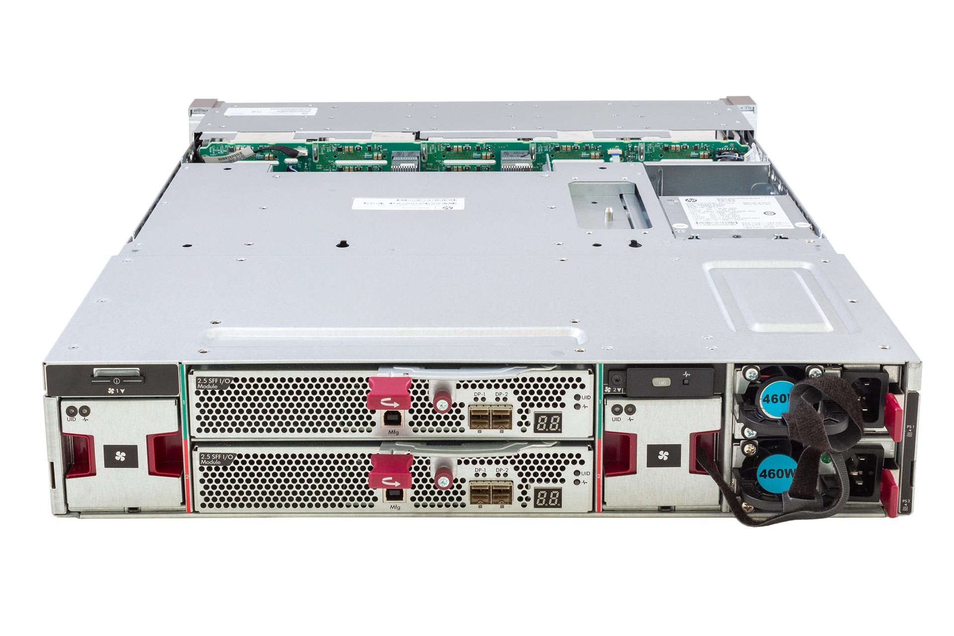 HPE D3700 Disk Enclosure, 25xSFF, 2x IO-Module 12G SAS DP, 2x 460W, back open