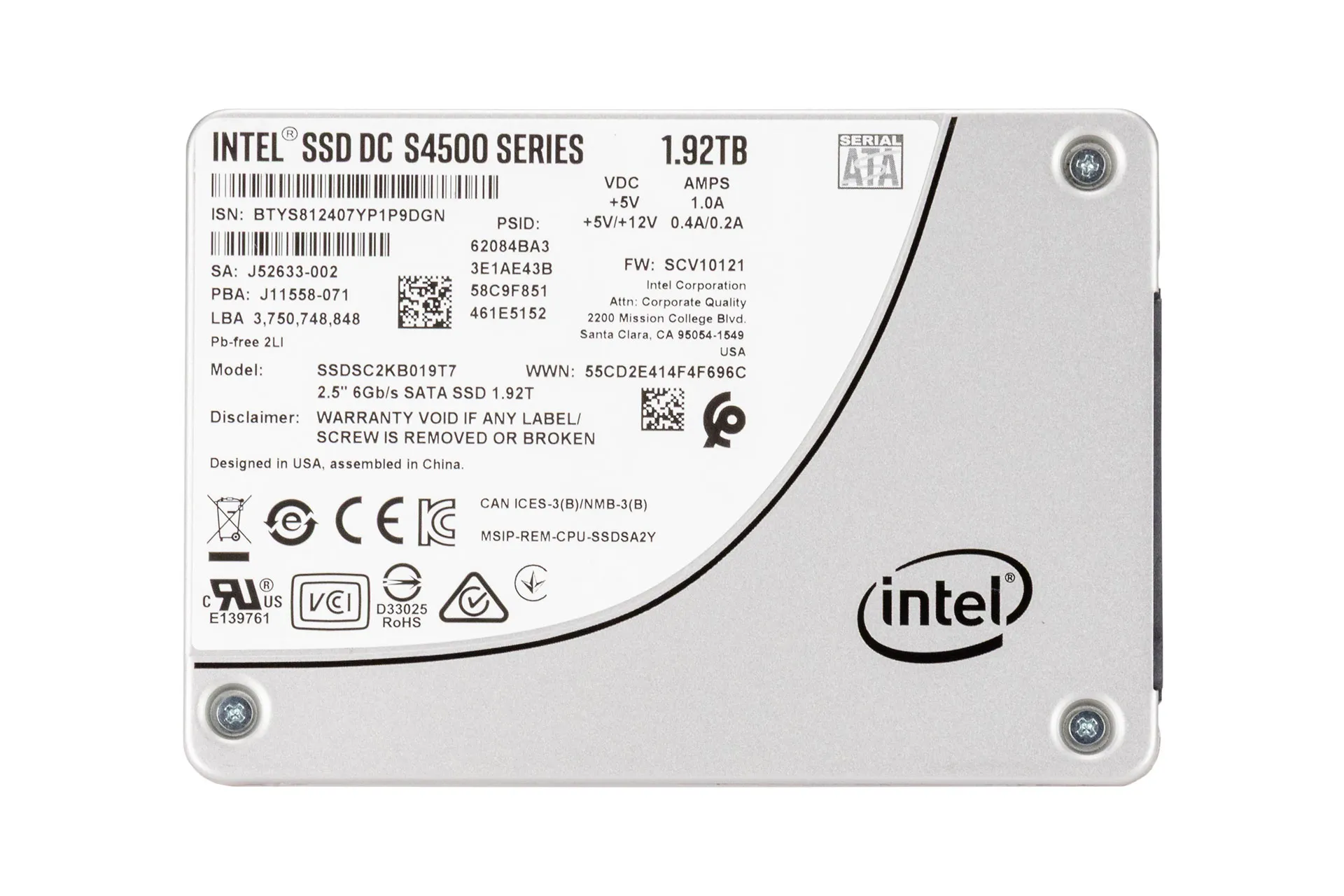 Intel 1.92TB 6G SATA SSD, 2.5 Zoll SFF Festplatte für Server, D3-S4500 Series Intel 1.92TB 6G SATA SSD, 2.5 Zoll SFF Festplatte für Server, D3-S4500 Series