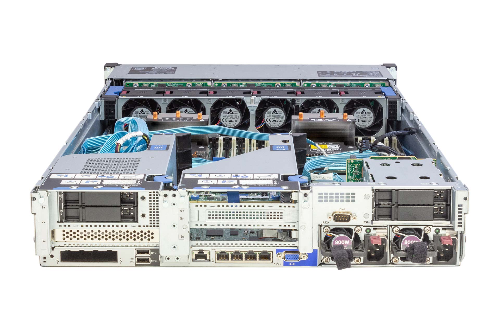 HPE DL380 Gen10, 2x Gold 6126 2.60GHz 12-Core, noRAM, 24xSFF, P408i/2GB/Batt/Exp., 1xCage, 2x800W, back open