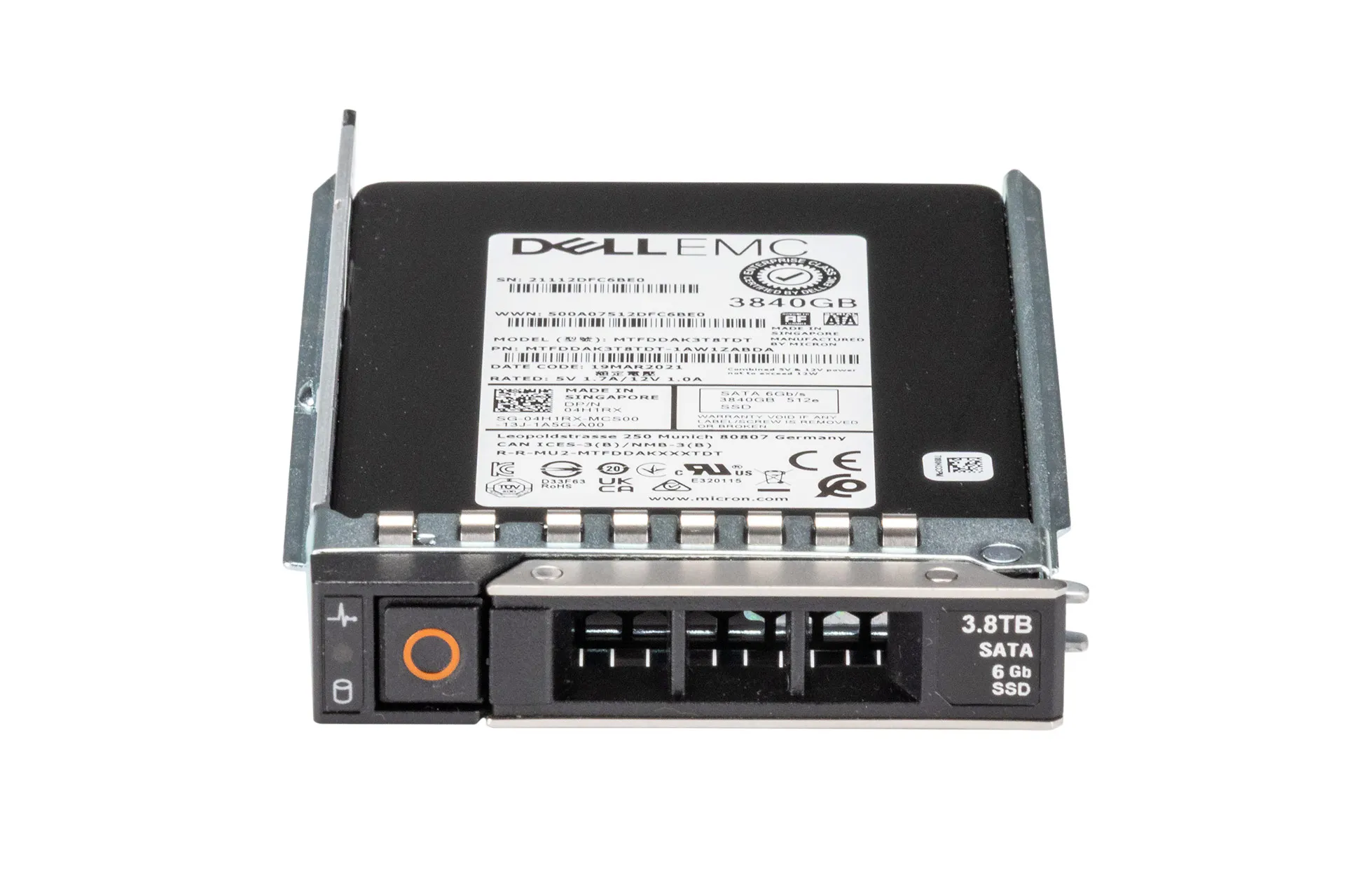 Dell 3.8TB 6G SATA SSD, 2.5 Zoll SFF Festplatte für Server, 512e, inkl. Rahmen 0DXD9H