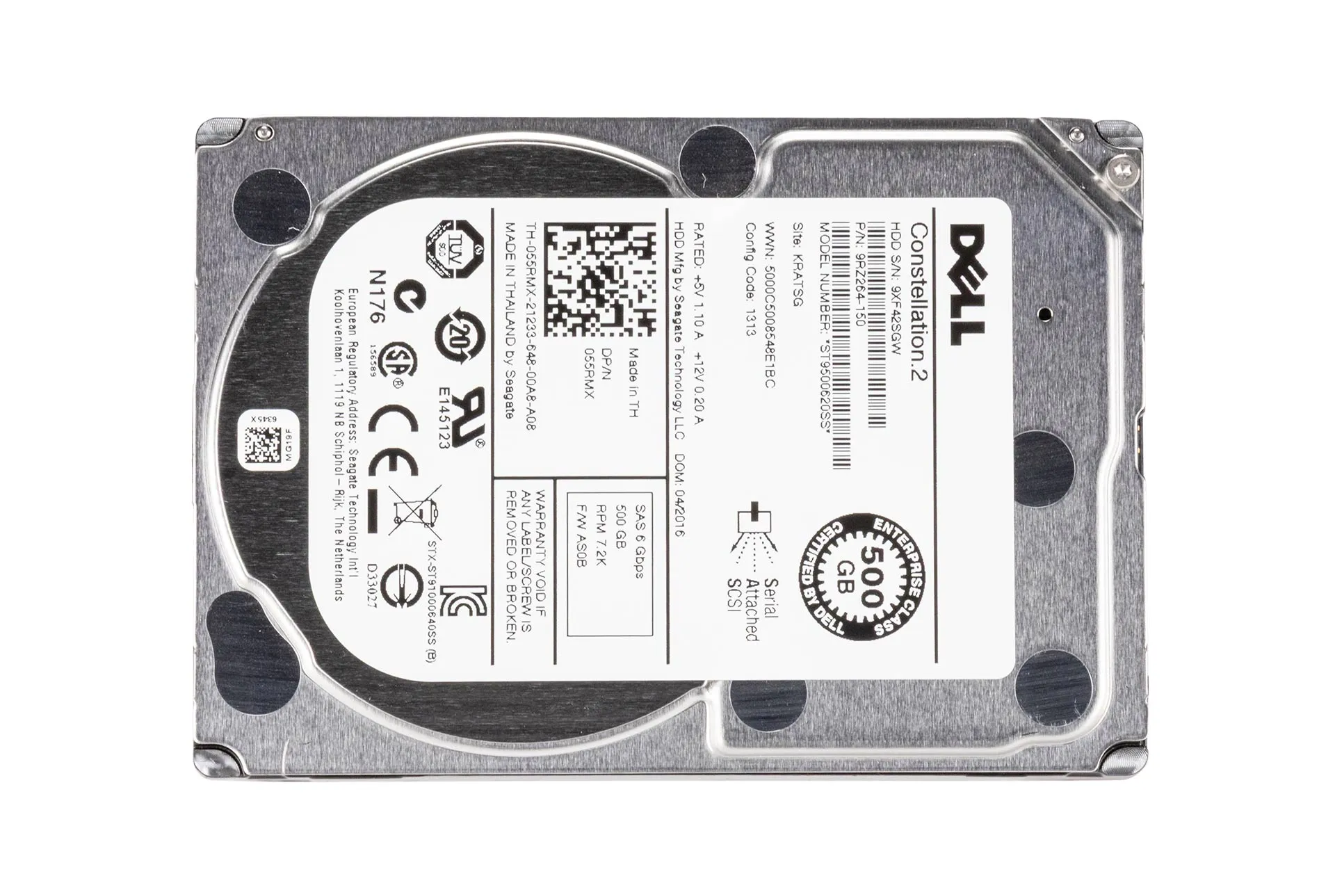 Dell 500GB 6G SAS HDD 7.2k, 2.5 Zoll SFF Festplatte für Server