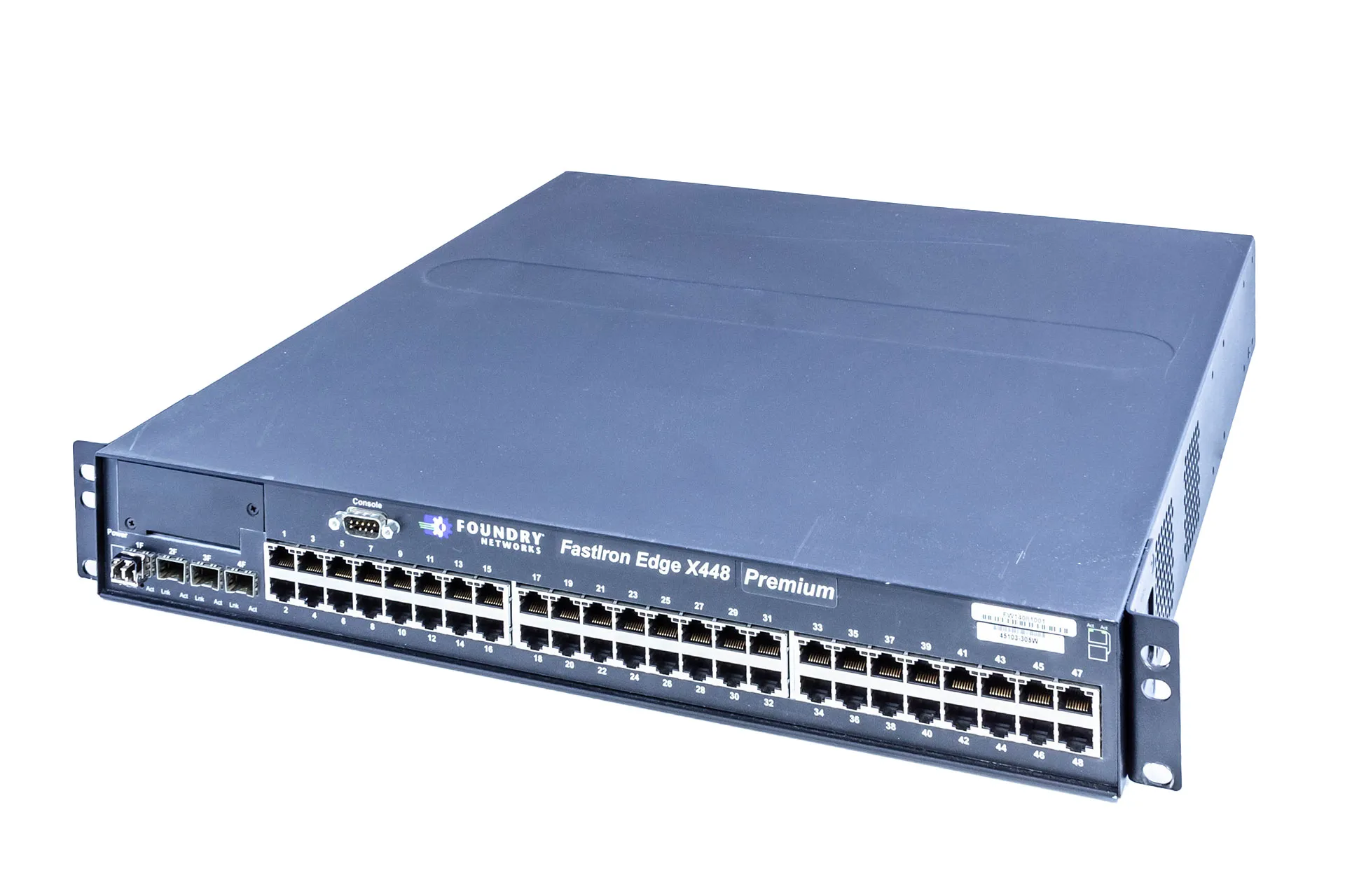 FESX448-PREM, Edge X448 Foundry Switch FastIron Edge x448, 48x 1GbE RJ45, 4x 1GBE SFP, 2x 600W