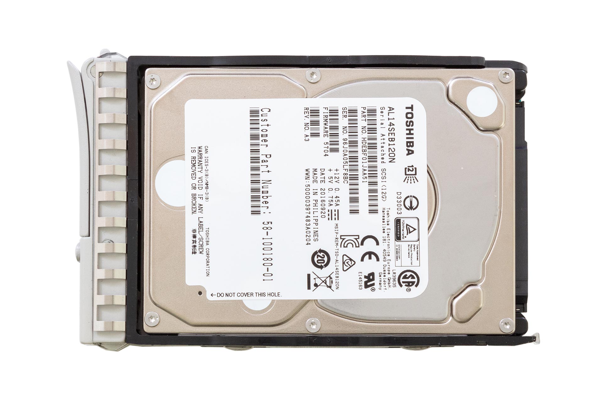 Cisco UCS HDD 1.2TB 12G SAS 10K 2.5" in Carrier 74-113290-01 (M5), top Cisco UCS HDD 1.2TB 12G SAS 10K 2.5" in Carrier 74-113290-01 (M5), top
