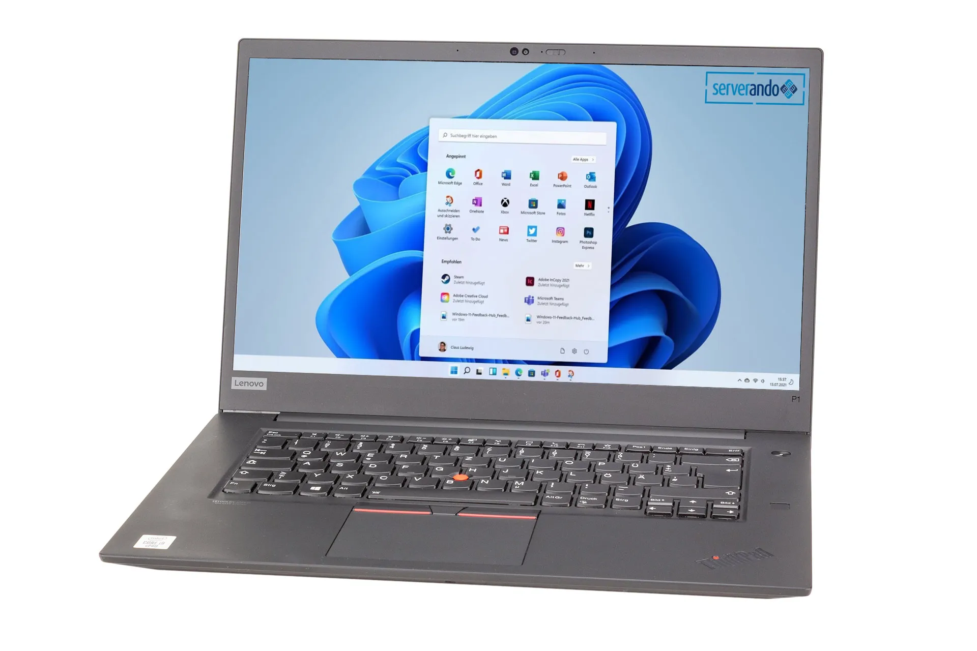 Lenovo ThinkPad P1 Gen3, i9-10885H 2.40GHz, 8-Core, 32GB PC4, 1TB NVMe, 15.6 Zoll, Win11Pro