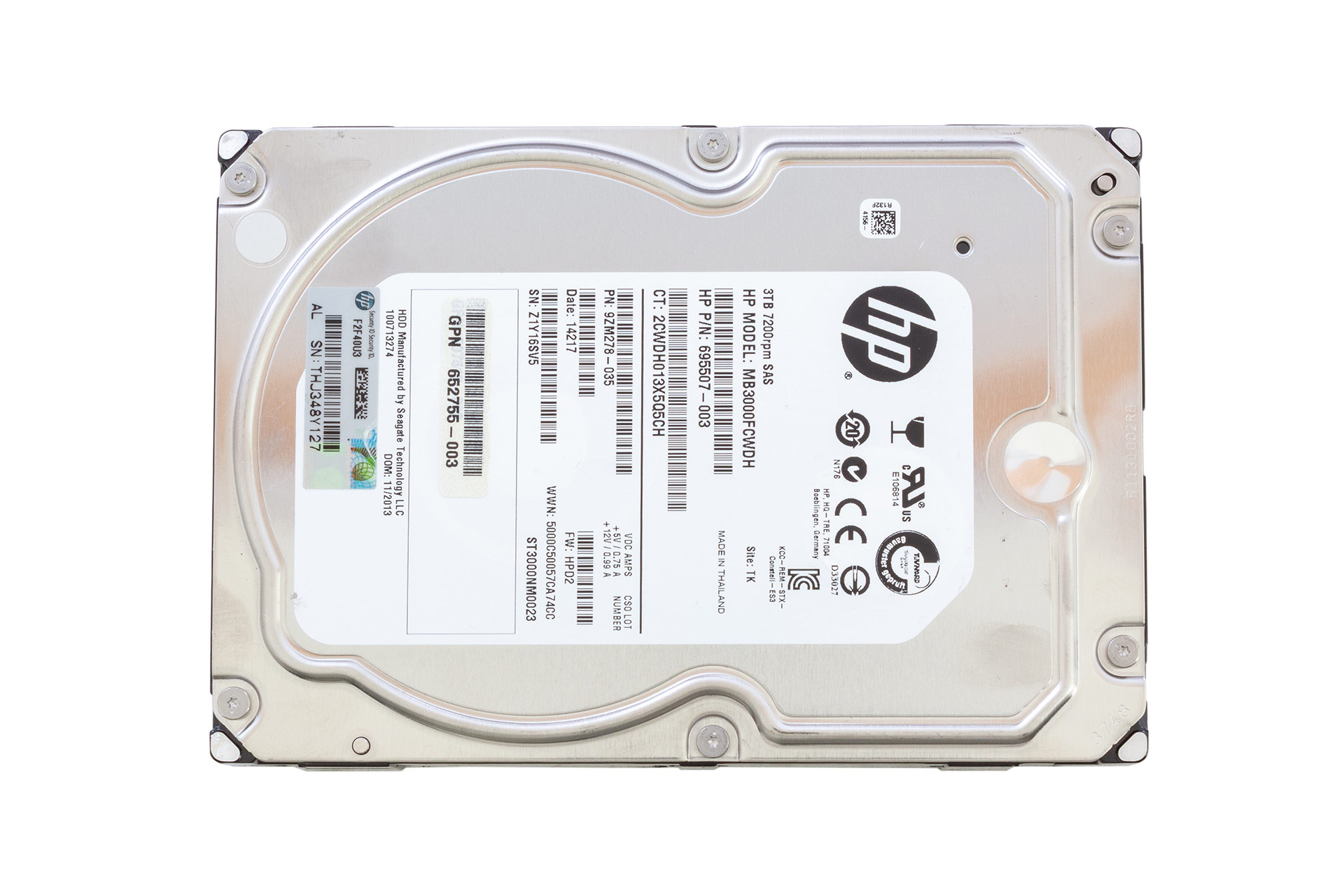 HPE HDD 3TB 6G SAS 7.2k 3.5" LFF Festplatte, ST3000NM0023, ohne Carrier