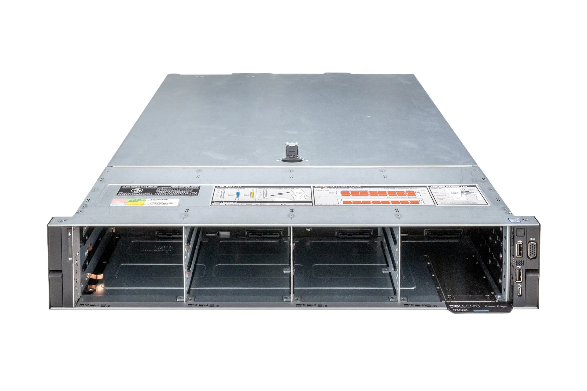 Dell PowerEdge R740xd Rack Server, 1x Silver 4214 2.20GHz, 12-Core, noRAM, 14x LFF, HBA330