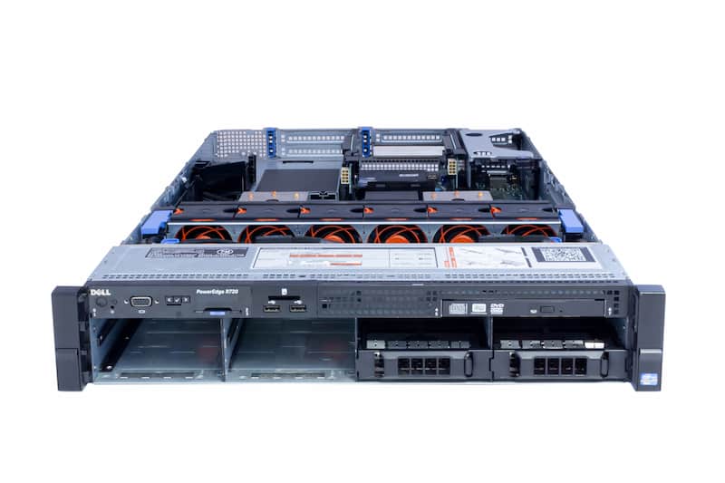 Dell R720, 2x E5-2640 2.5GHz, 6-Core, 32GB PC3-12800R (2x16), 8xLFF, DVD-RW, H710Mini, 2x750W