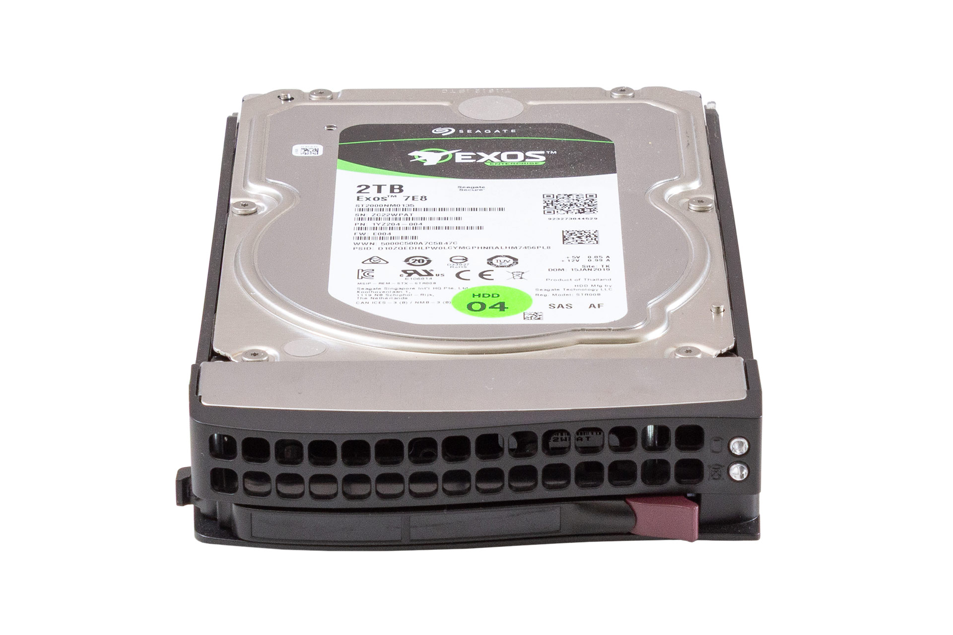 SEAGATE HDD 2TB 6G SAS 7.2k 3.5" LFF Exos 7E8 Festplatte mit Supermicro Rahmen