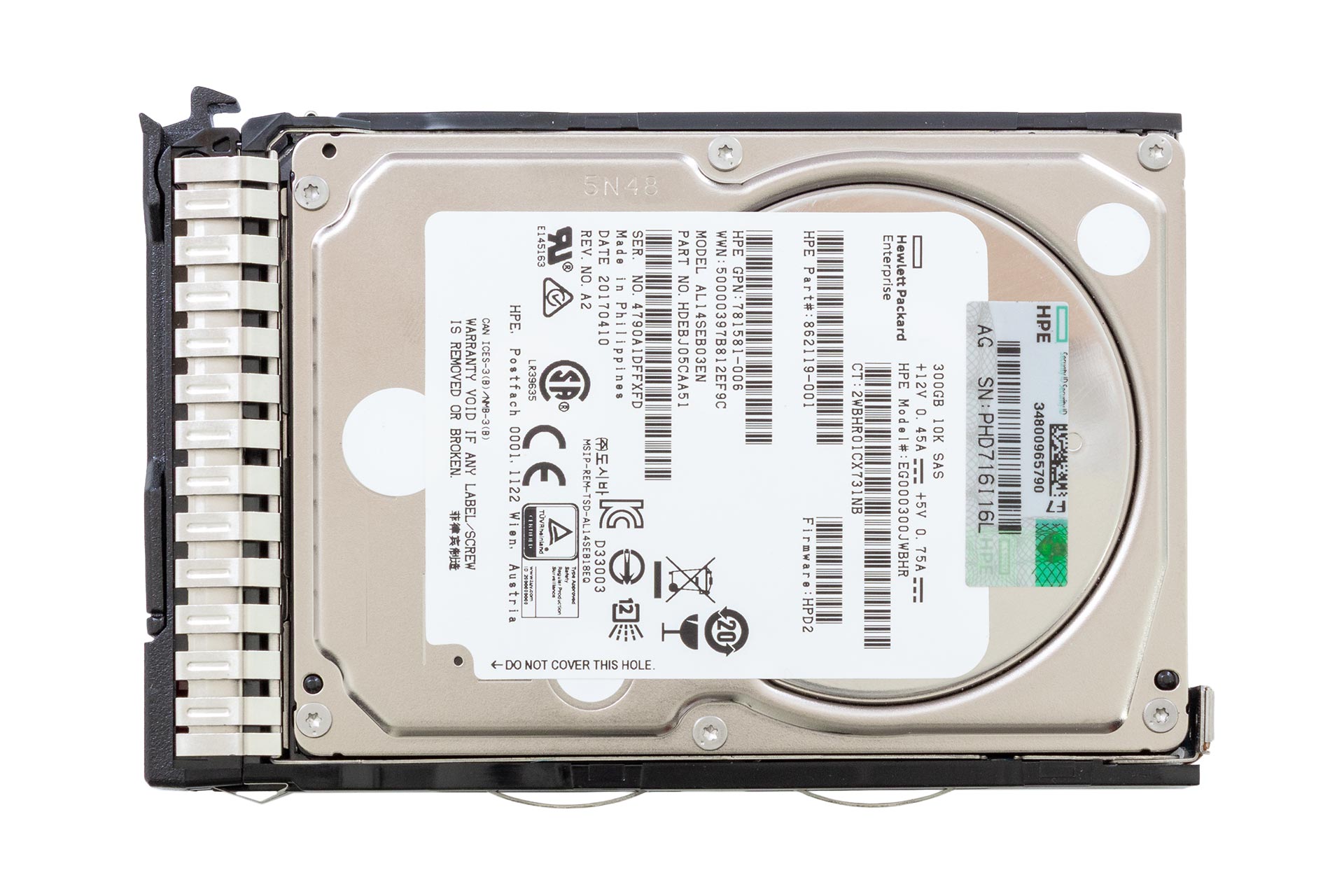HPE 300GB 12G SAS HDD 10k, 2.5 Zoll SFF Festplatte für Server, SC ENT 785067-B21 top