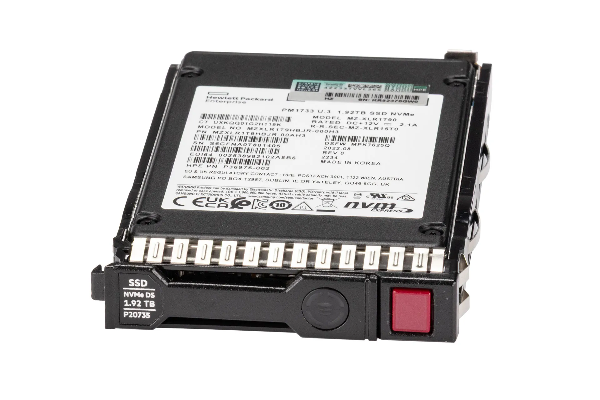 HPE 1.92TB U.3 NVMe Gen4 SSD, 2.5 Zoll SFF Festplatte für Server, RI