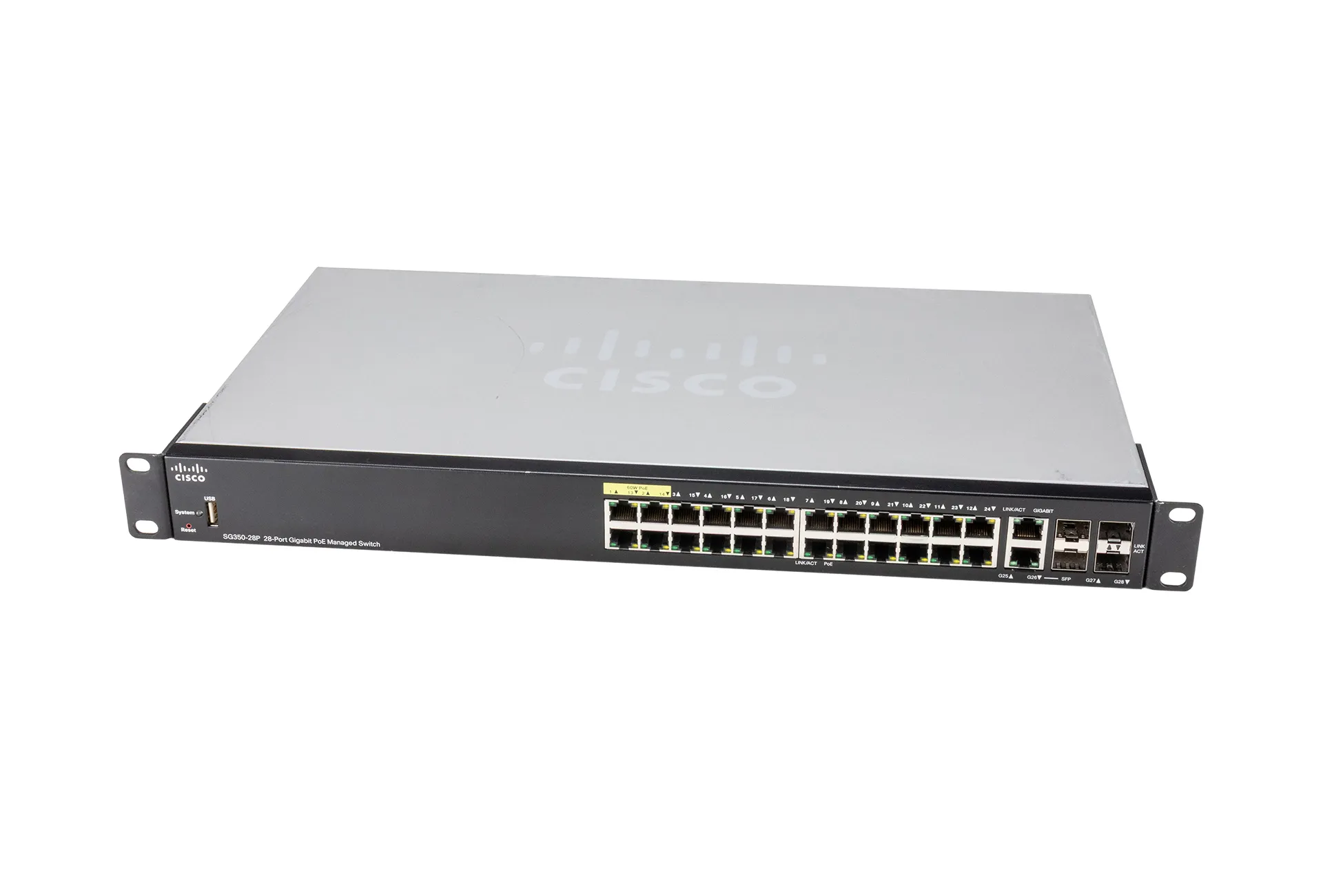 Cisco Business SG350-28P Switch, 24xGbE RJ45 PoE (195W), 2xGbE RJ45/SFP Combo, 2xGbE SFP Cisco Business SG350-28P Switch, 24xGbE RJ45 PoE (195W), 2xGbE RJ45/SFP Combo, 2xGbE SFP