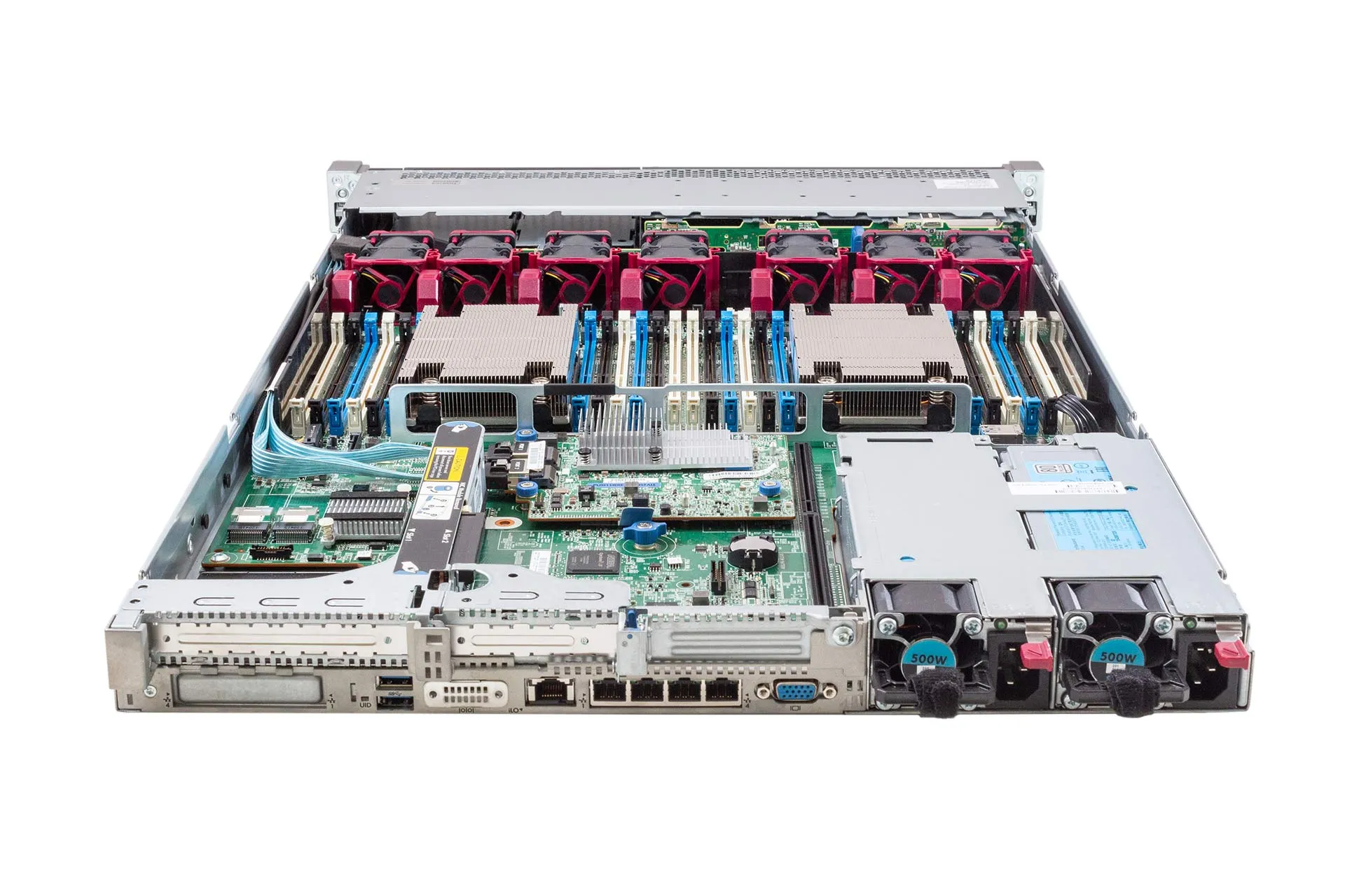 HPE ProLiant DL360 Gen9 Rack Server, 2x E5-2623v3 3.0GHz, 4-Core, noRAM, 8xSFF, P440ar/2G 755258-B21-2x2623v3-0-back-open