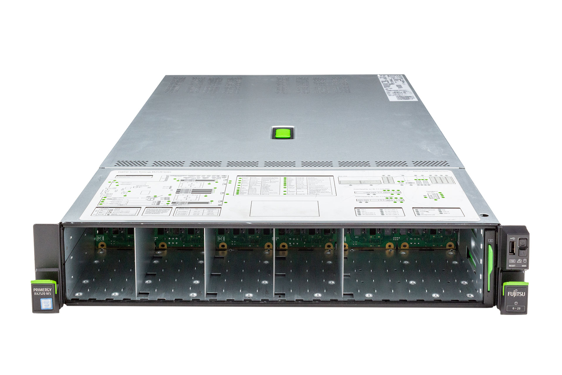 FUJITSU Primergy RX2520 M5 Rack Server, 2x Silver 4208 2.10GHz, 8-Core, noRAM, 24xSFF, EP580i, 2x Heatsink (low)