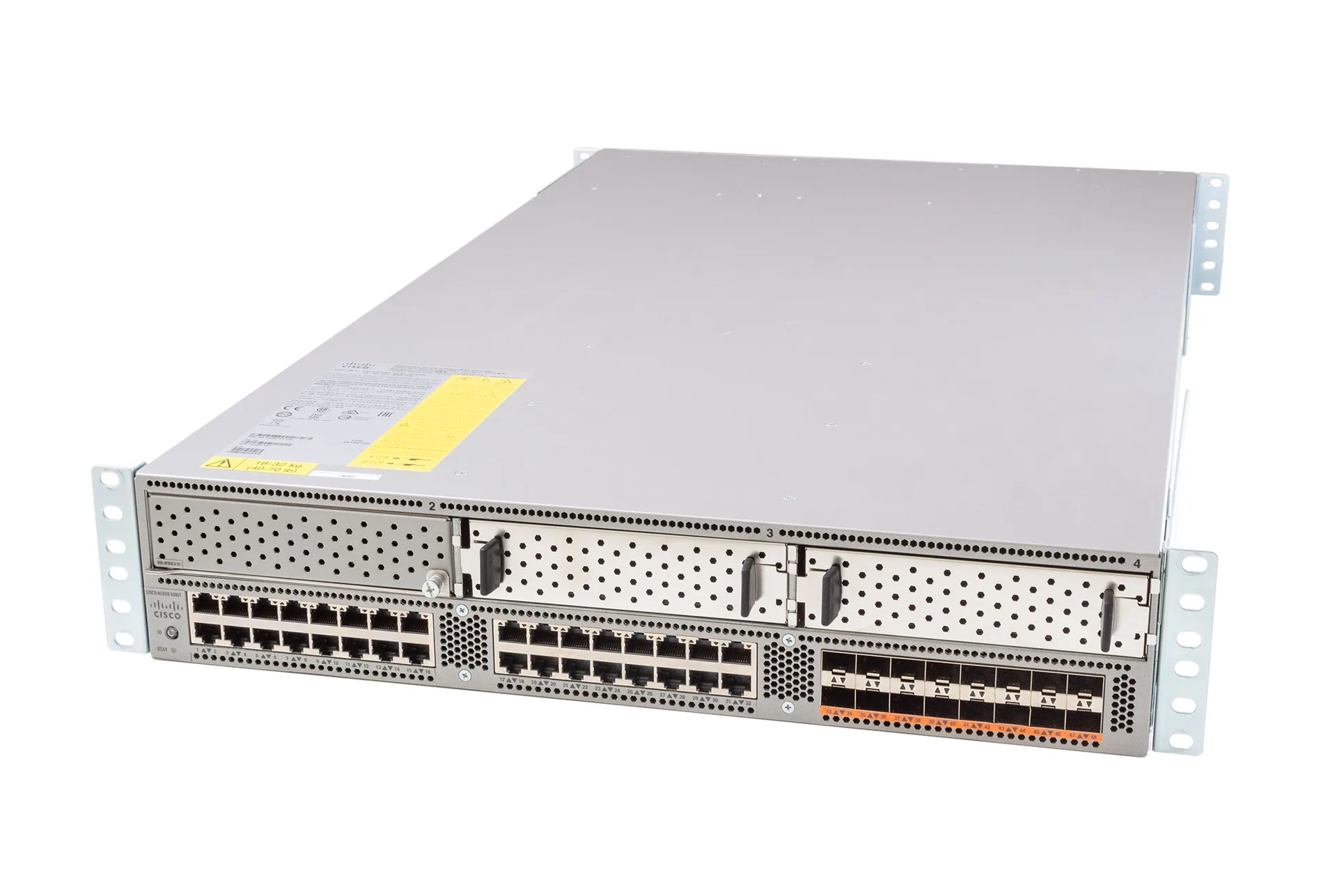 Cisco Nexus 5596 Switch, 32x 10GbE RJ45, 16x 10GbE SFP+, 4x Fan, Front-to-Back-AF