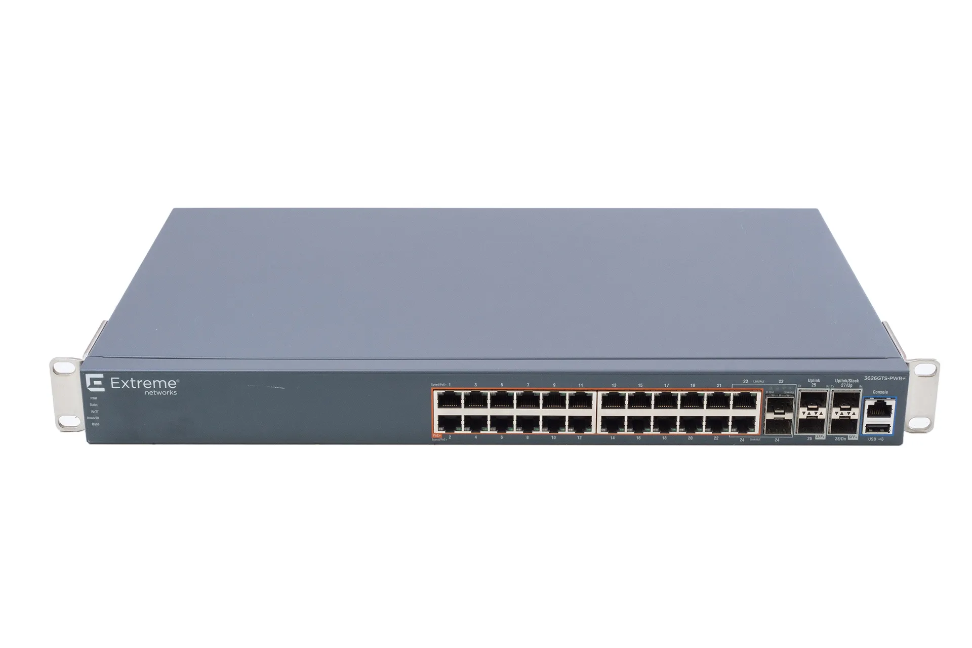 EXTREME NETWORKS Switch Ethernet Routing,  24x GbE RJ45 PoE (max 720W), 2x shared SFP, 2x 10GbE SFP+
