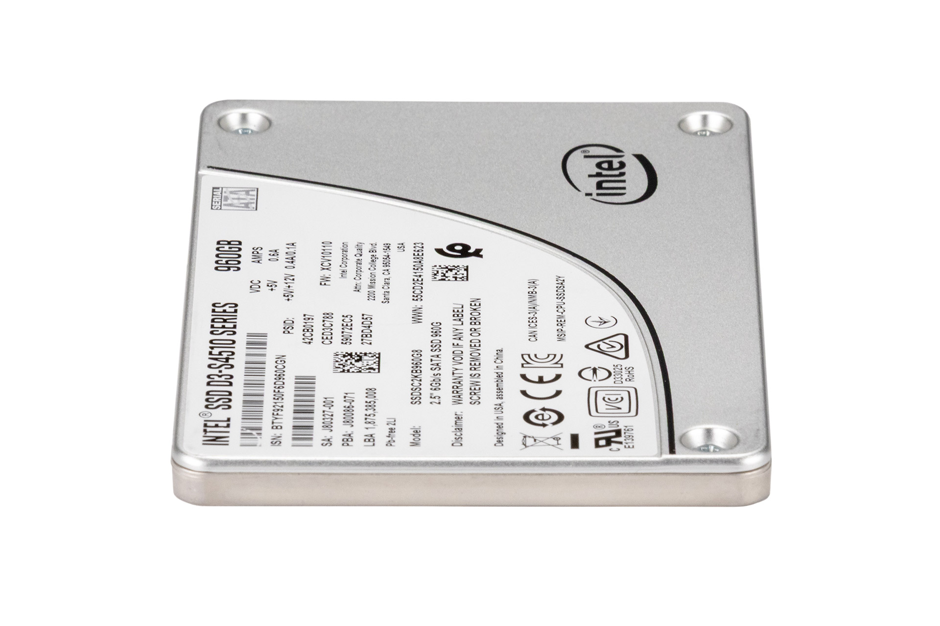 Intel 960GB 6G SATA SSD, 2.5 Zoll SFF Festplatte für Server, D3-S4510 Series