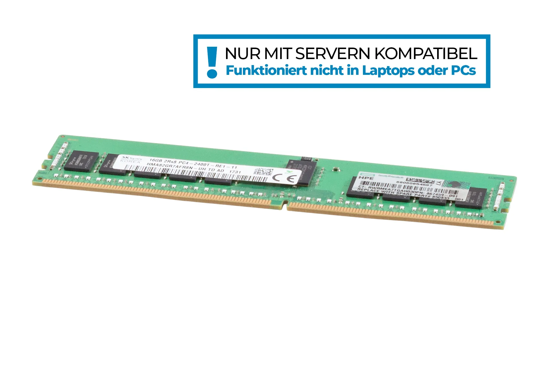 HPE 16GB DDR4 RAM 2Rx8 PC4-2400T-RE1-11 regECC