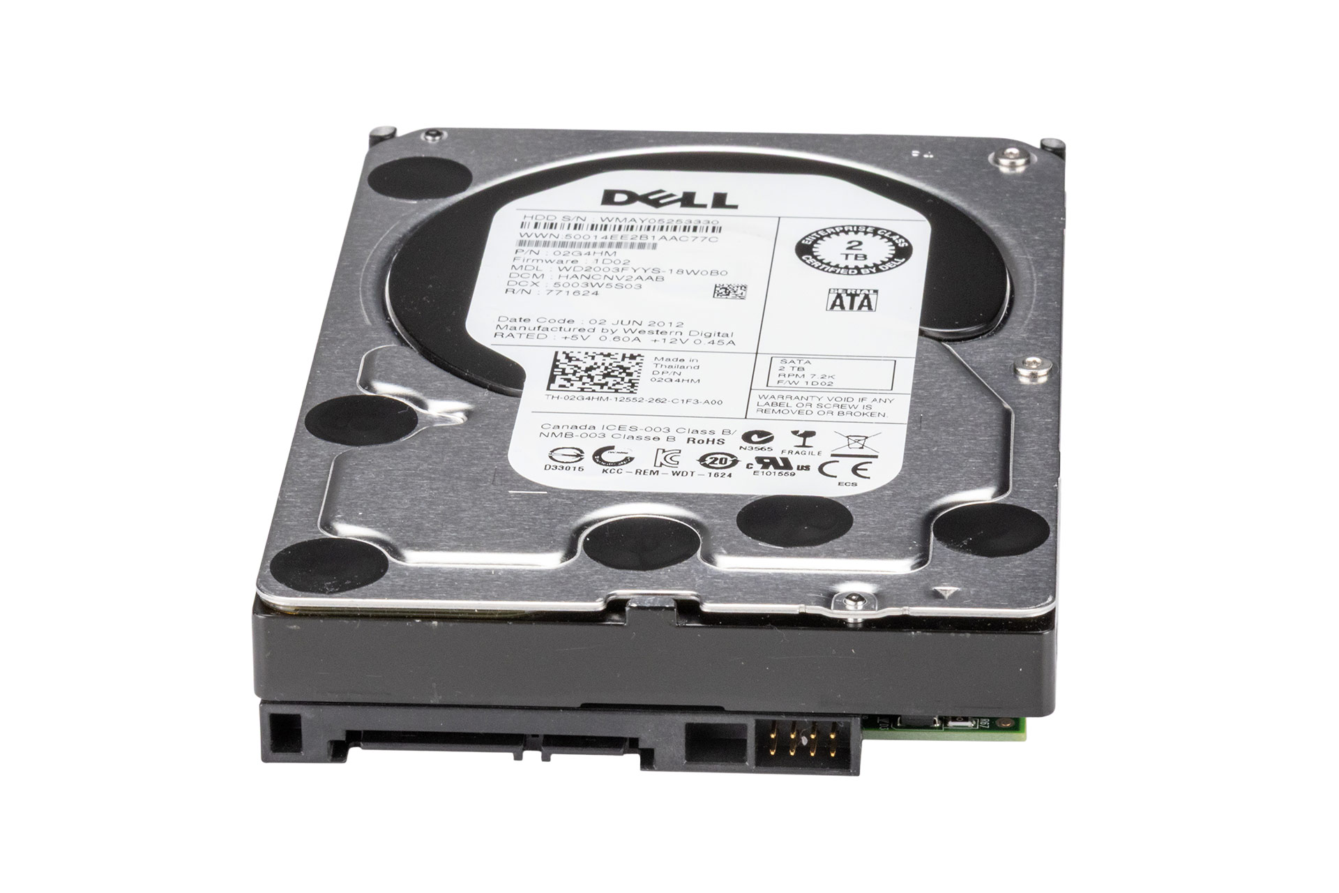 Dell 2TB 6G SATA HDD 7.2k, 3.5 Zoll LFF Festplatte für Server, WD2003FYYS
