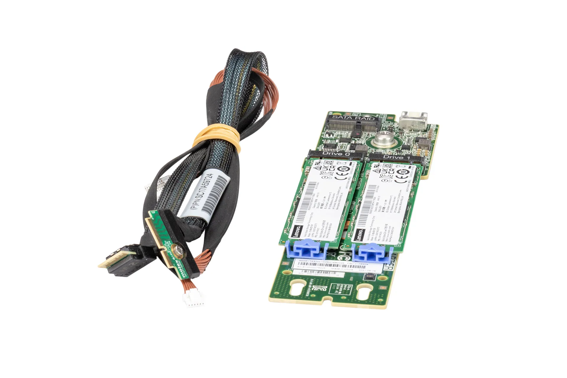 Lenovo ThinkSystem M.2 SATA 2-Bay RAID Enablement Kit, inkl. 2x Lenovo 128GB M.2 SSD SATA Lenovo ThinkSystem M.2 SATA 2-Bay RAID Enablement Kit, inkl. 2x Lenovo 128GB M.2 SSD SATA