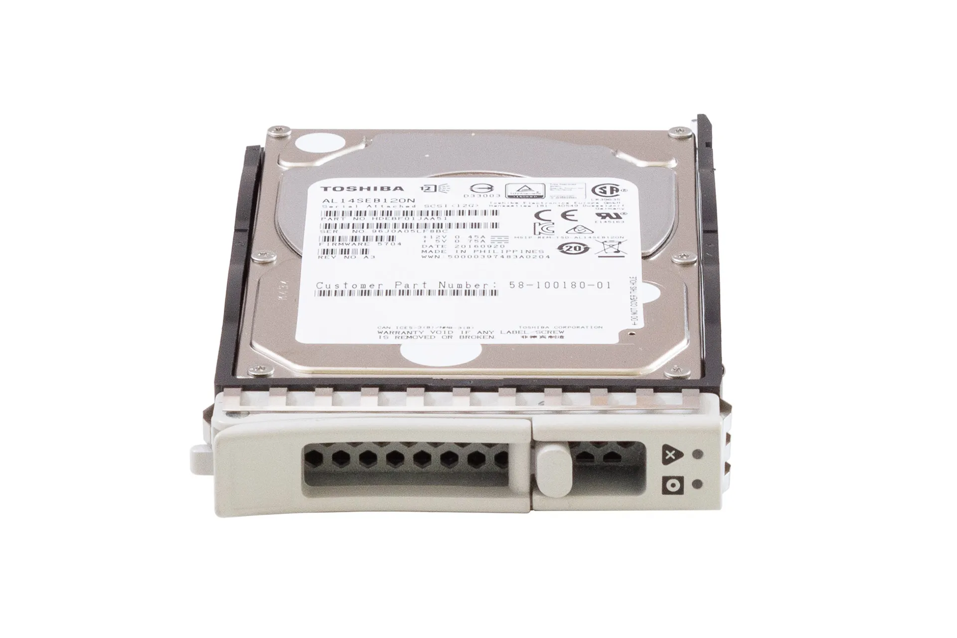 Cisco UCS HDD 1.2TB 12G SAS 10K 2.5" in Carrier 74-113290-01 (M5), front
