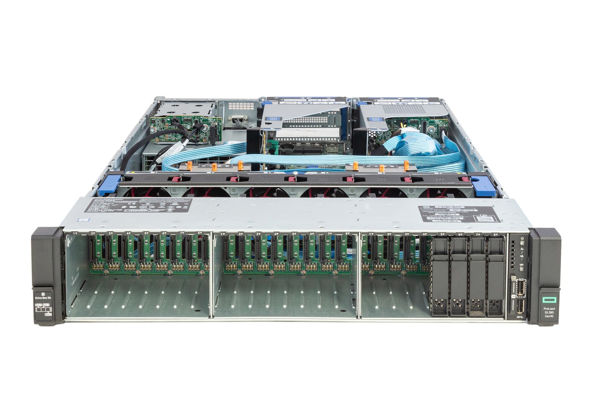 HPE DL380 Gen10, 2x Gold 6126 2.60GHz 12-Core, noRAM, 24xSFF, P408i/2GB/Batt/Exp., 1xCage, 2x800W, front open HPE DL380 Gen10, 2x Gold 6126 2.60GHz 12-Core, noRAM, 24xSFF, P408i/2GB/Batt/Exp., 1xCage, 2x800W, front open