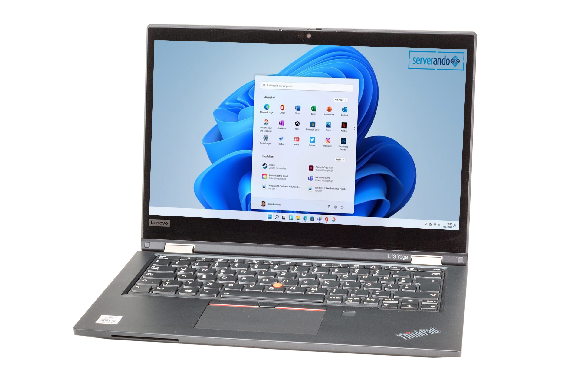 Lenovo ThinkPad L13 Yoga, i5-10210U 1.6GHz, 4-Core, 8GB PC4, 256GB NVMe, 13.3 Zoll, Win11Pro