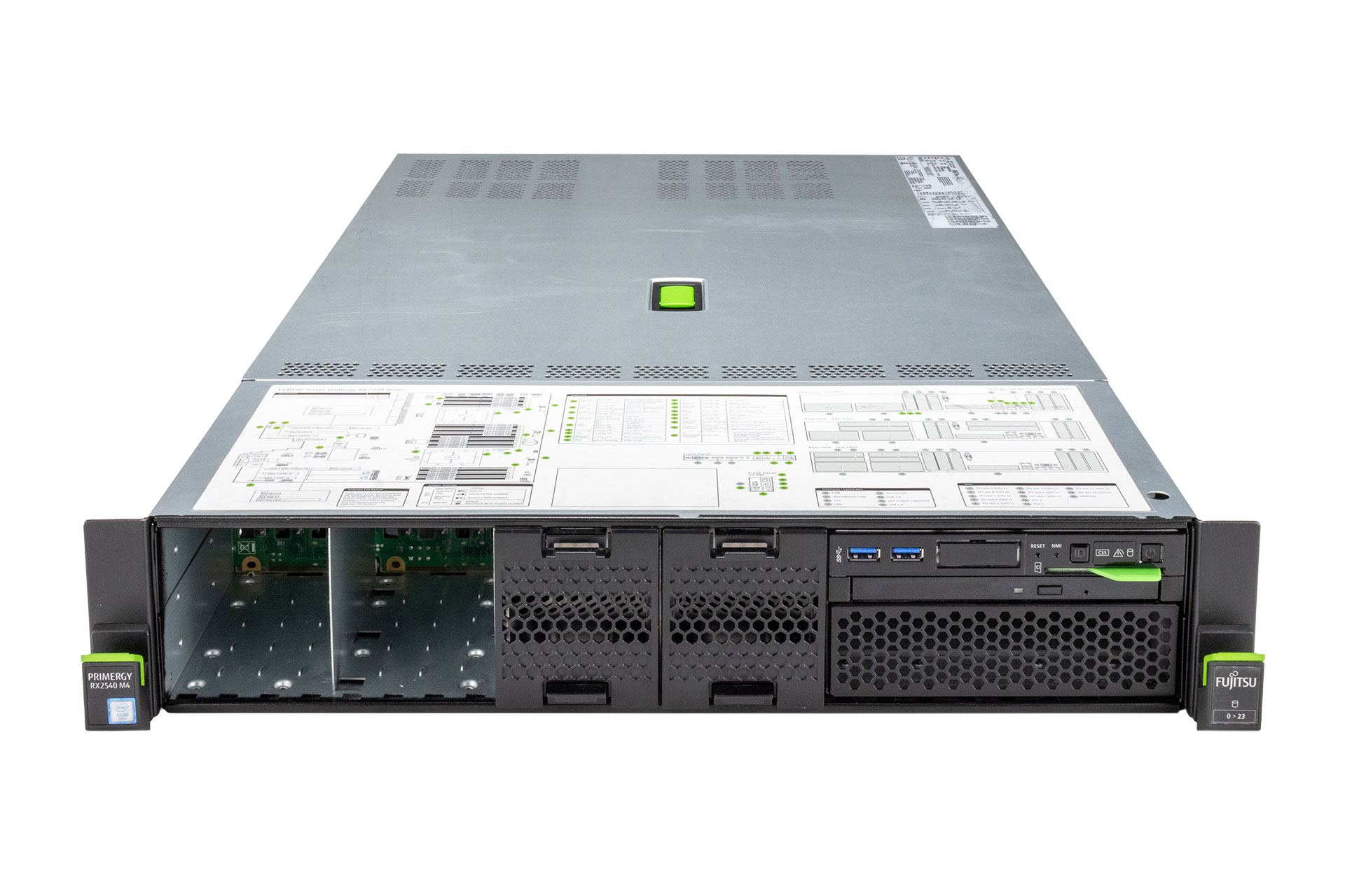 Fujitsu RX2540 M4 Rack Server, 2x Silver 4110 2.10GHz, 8-Core, noRAM, 8x SFF, EP400i