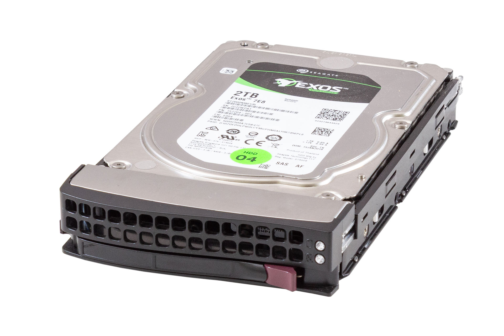 SEAGATE HDD 2TB 6G SAS 7.2k 3.5" LFF Exos 7E8 Festplatte mit Supermicro Rahmen