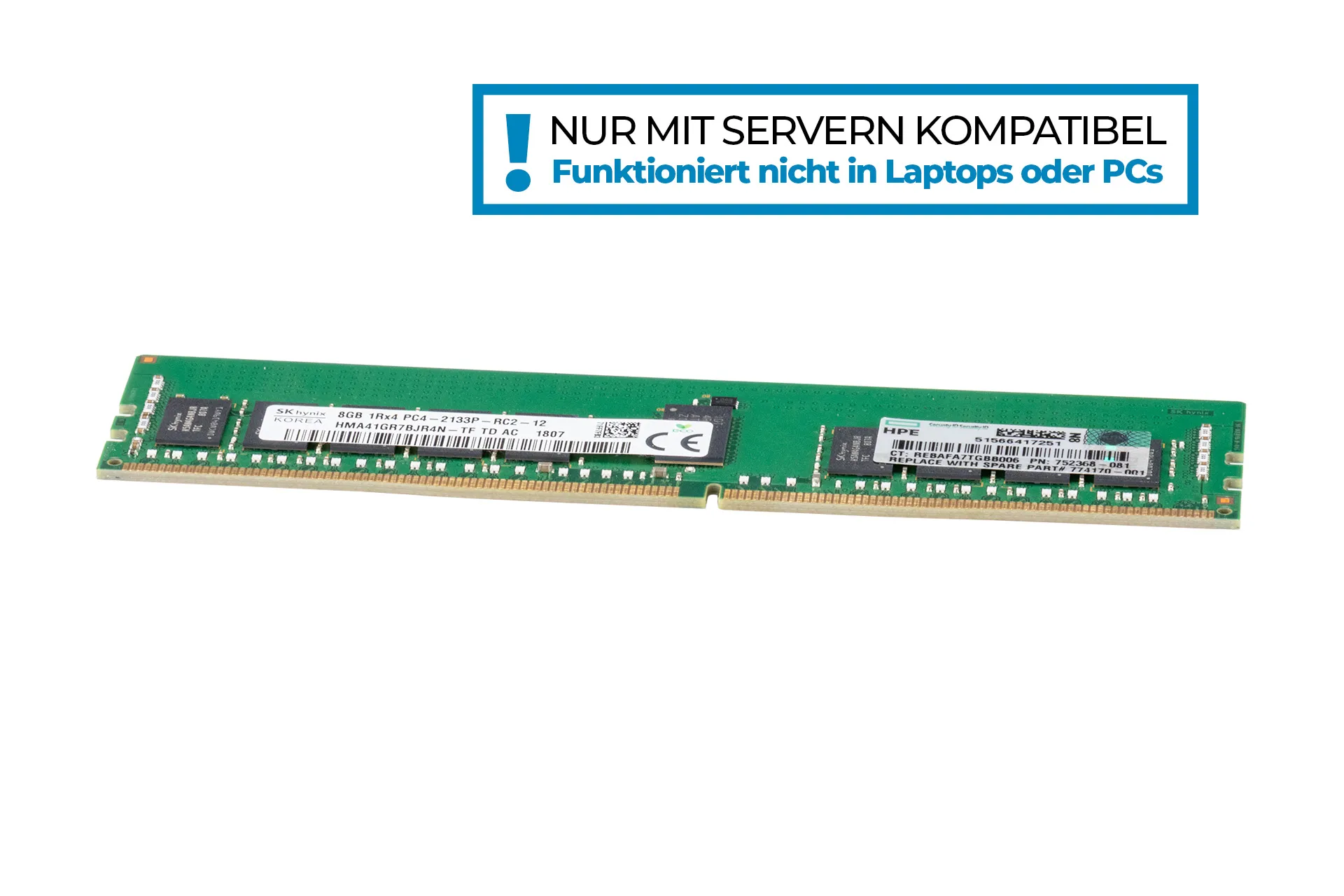 HPE 8GB DDR4 RAM 1Rx4 PC4-2133 regECC, 774170-001 HPE 8GB DDR4 RAM 1Rx4 PC4-2133 regECC, 774170-001