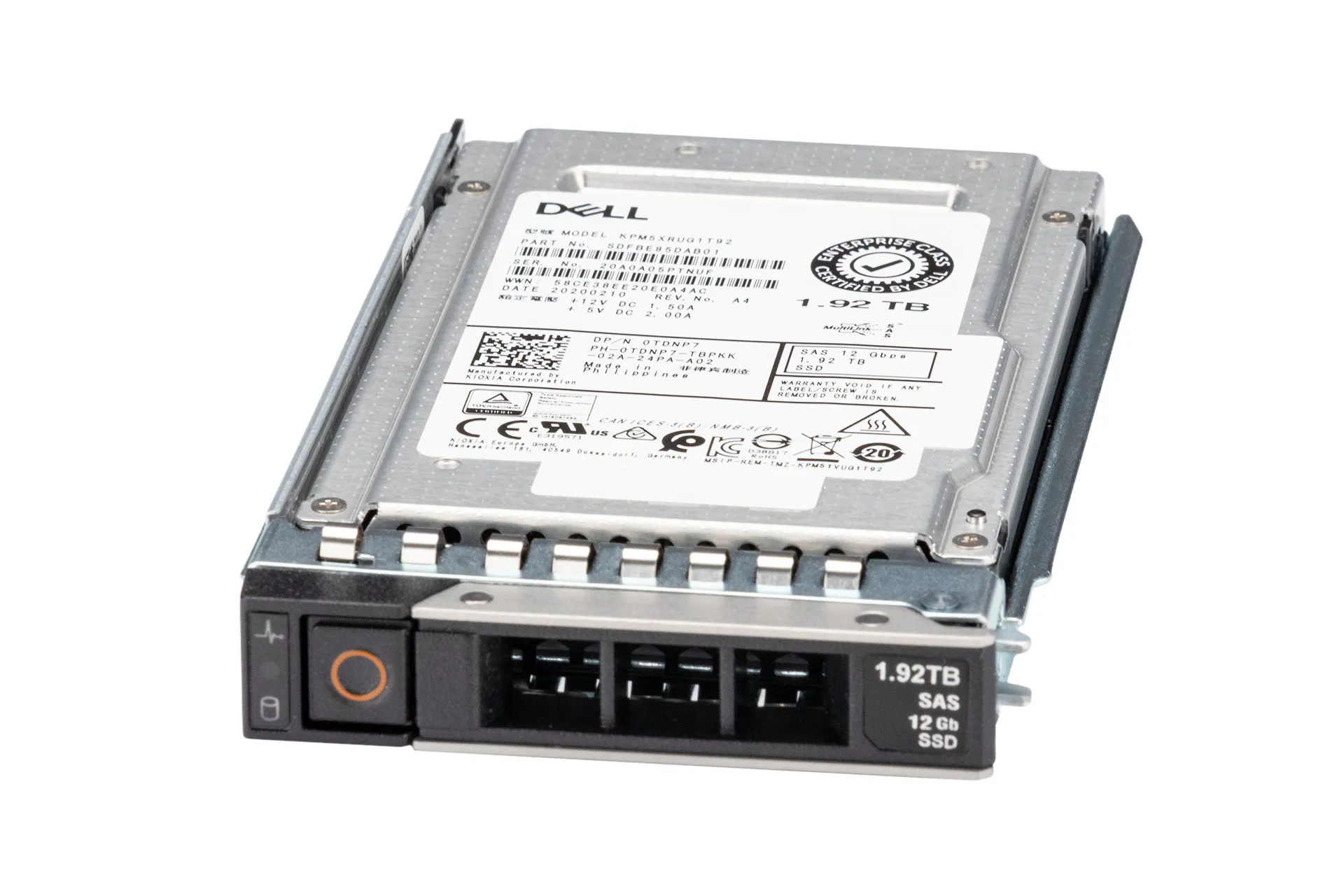 Dell 1.92TB 12G SAS SSD, 2.5 Zoll SFF Festplatte für Server